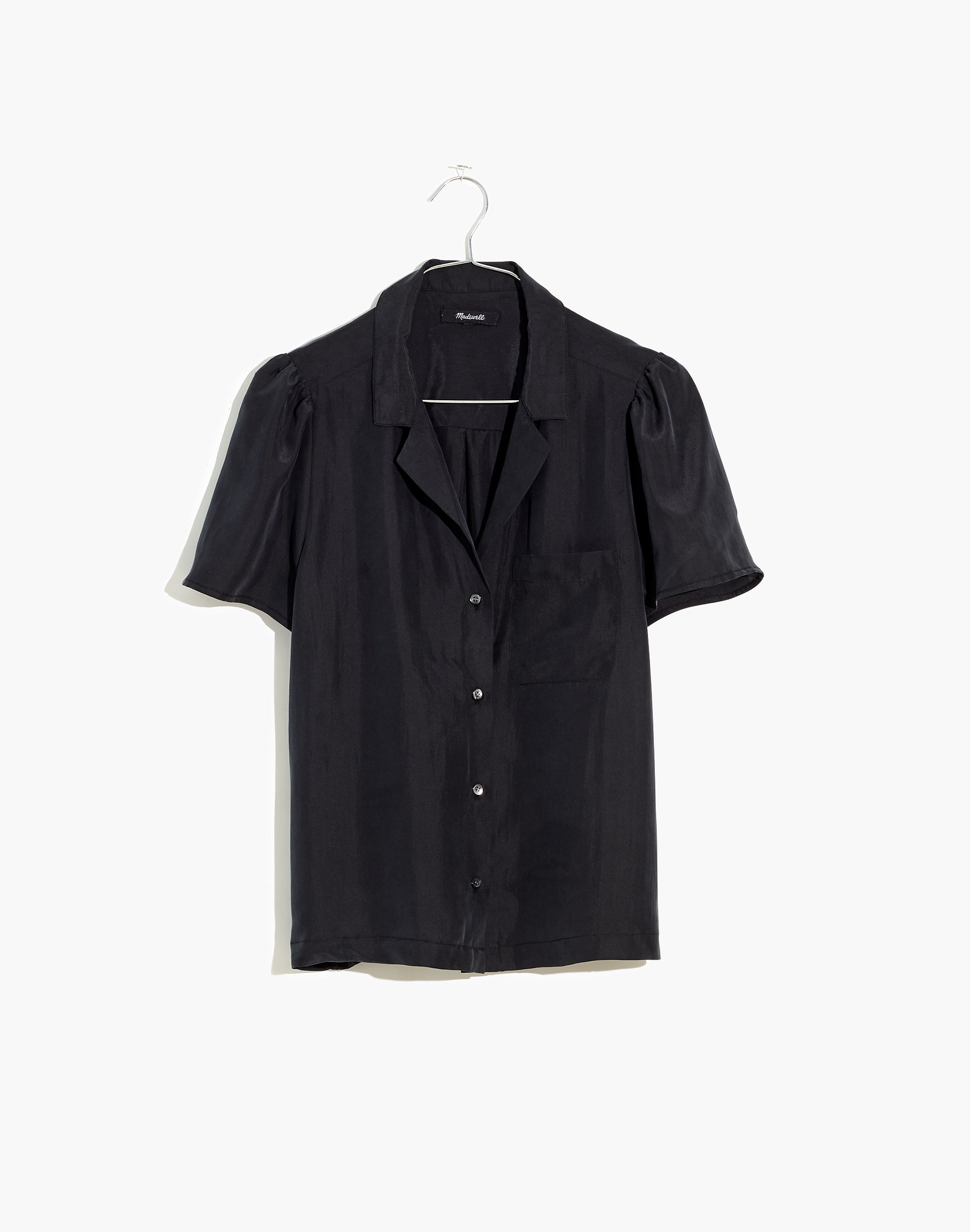 Silk Puff-Sleeve Camp Shirt