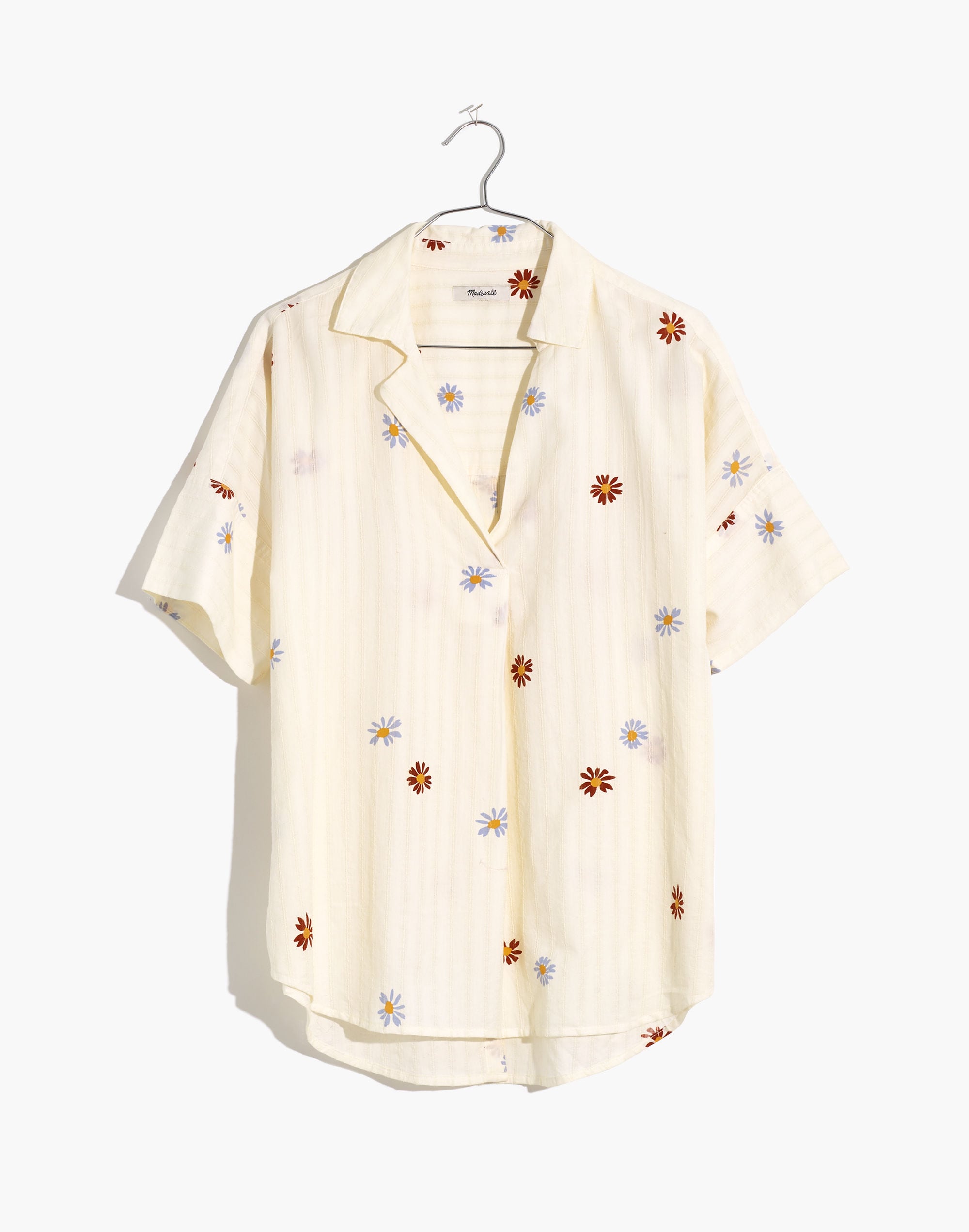 Daisy Printed Courier Button-Back Shirt in Stripe