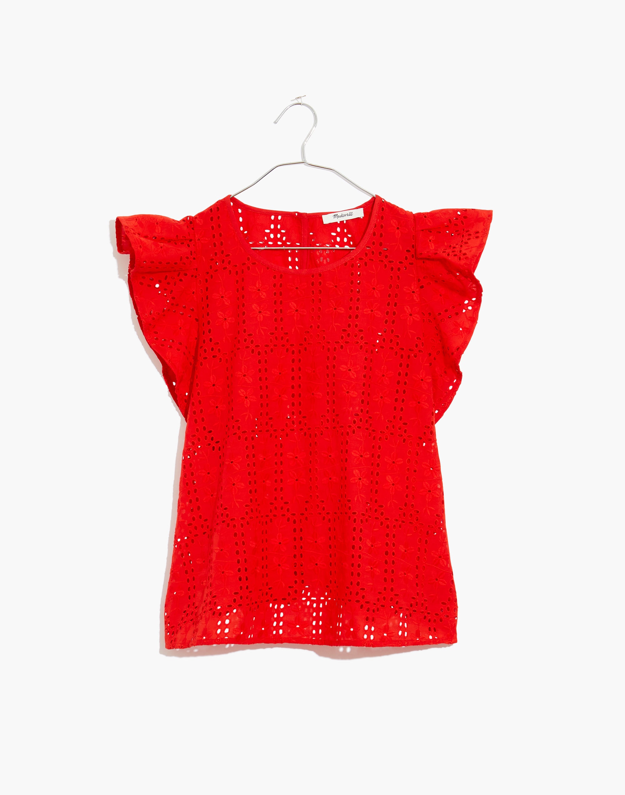 Eyelet Flutter Sleeve Top (sky blue)