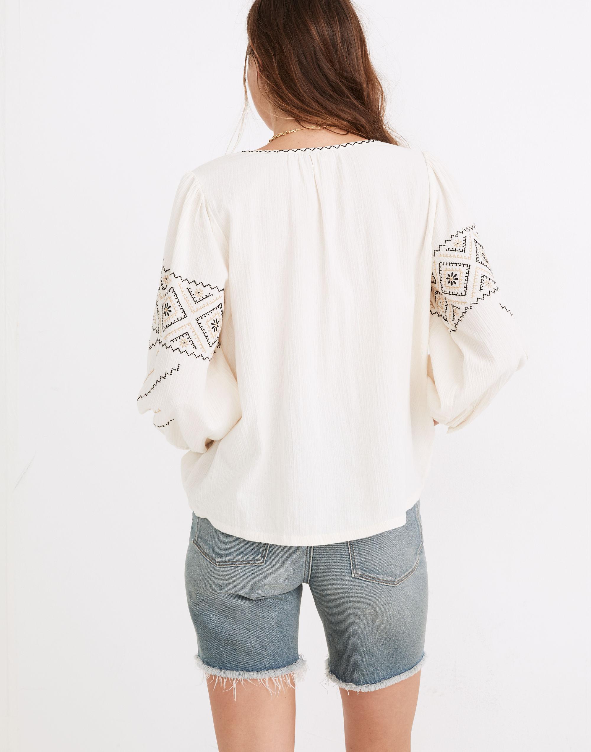 Embroidered Peasant Top