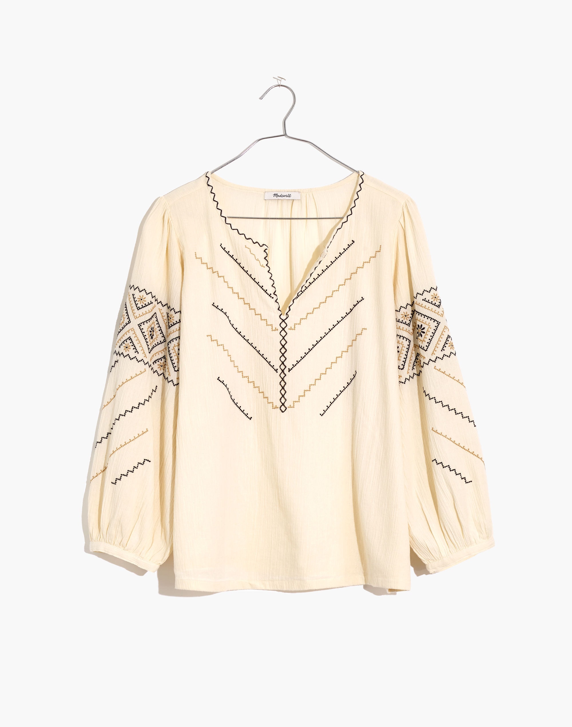 Embroidered Peasant Top