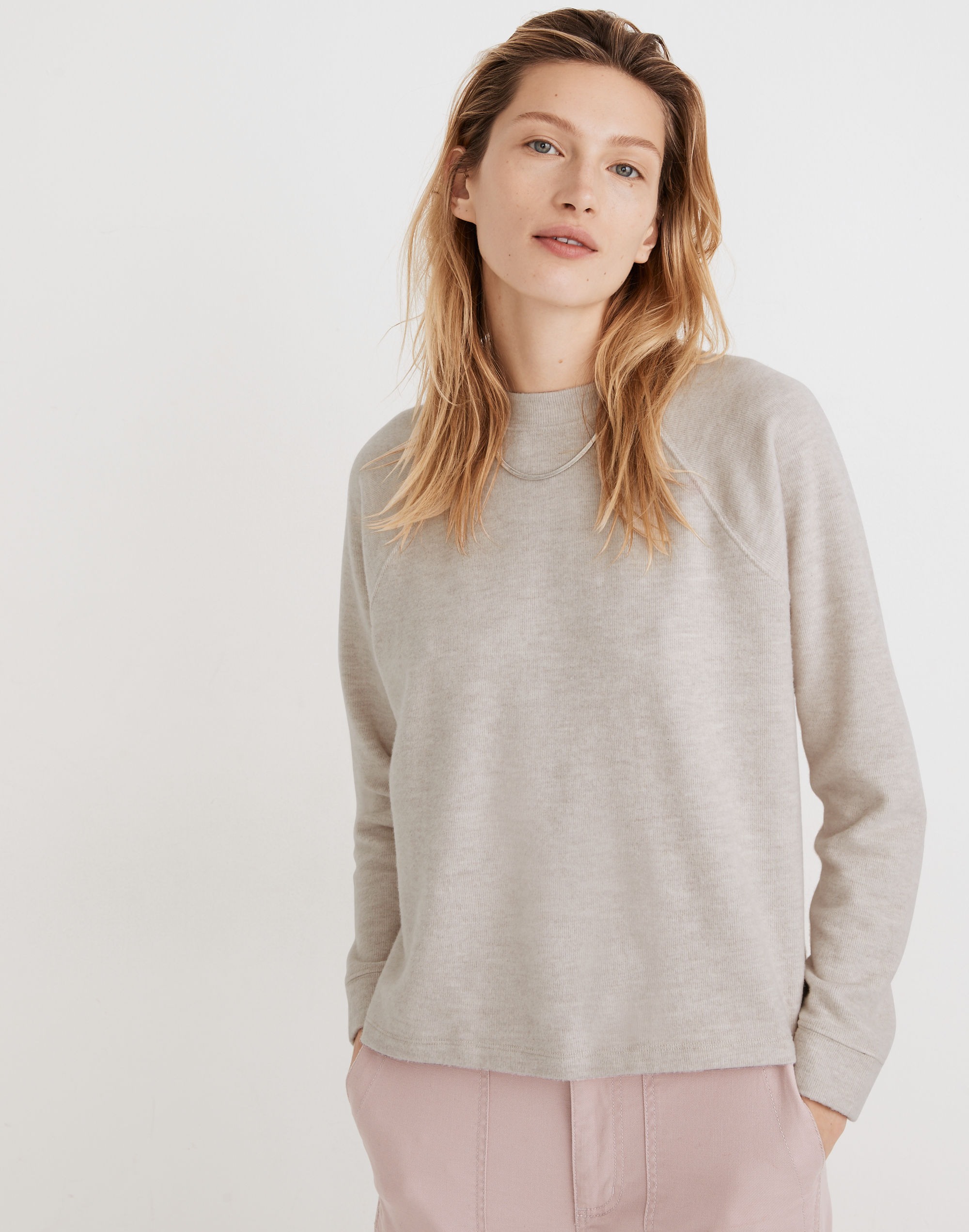(Re)sourced Plush Mockneck Button-Back Top