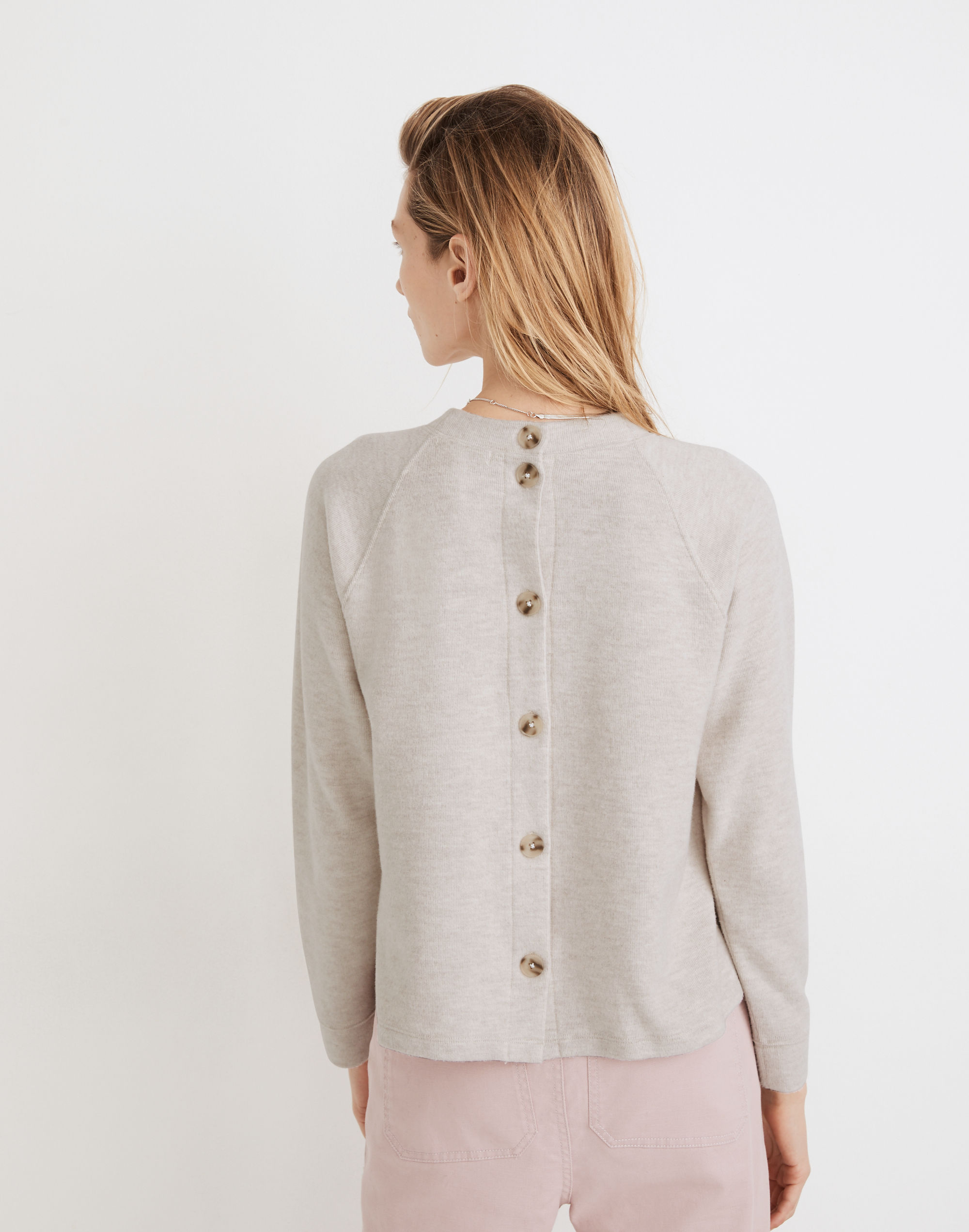 (Re)sourced Plush Mockneck Button-Back Top