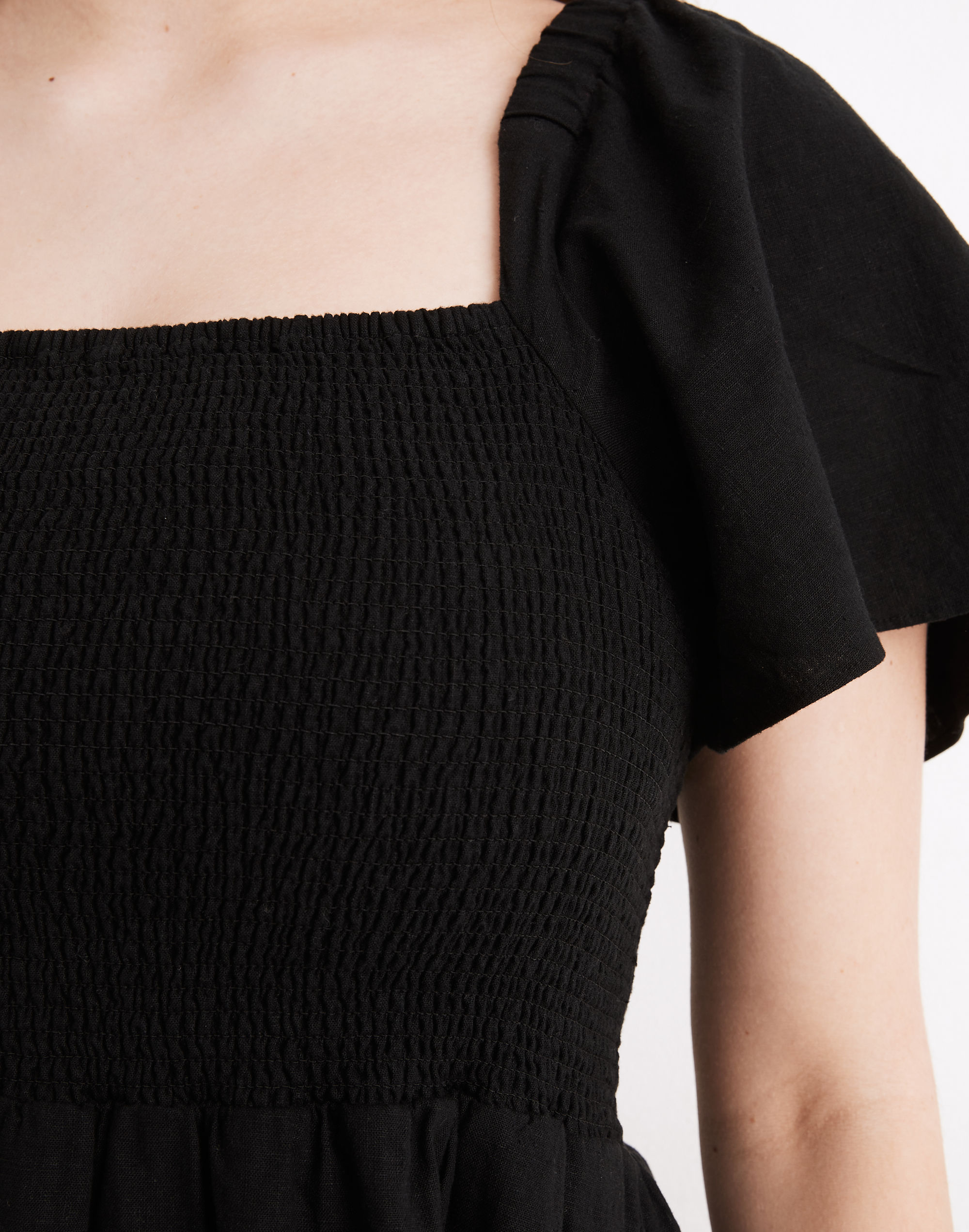 Linen-Blend Lucie Smocked Midi Dress