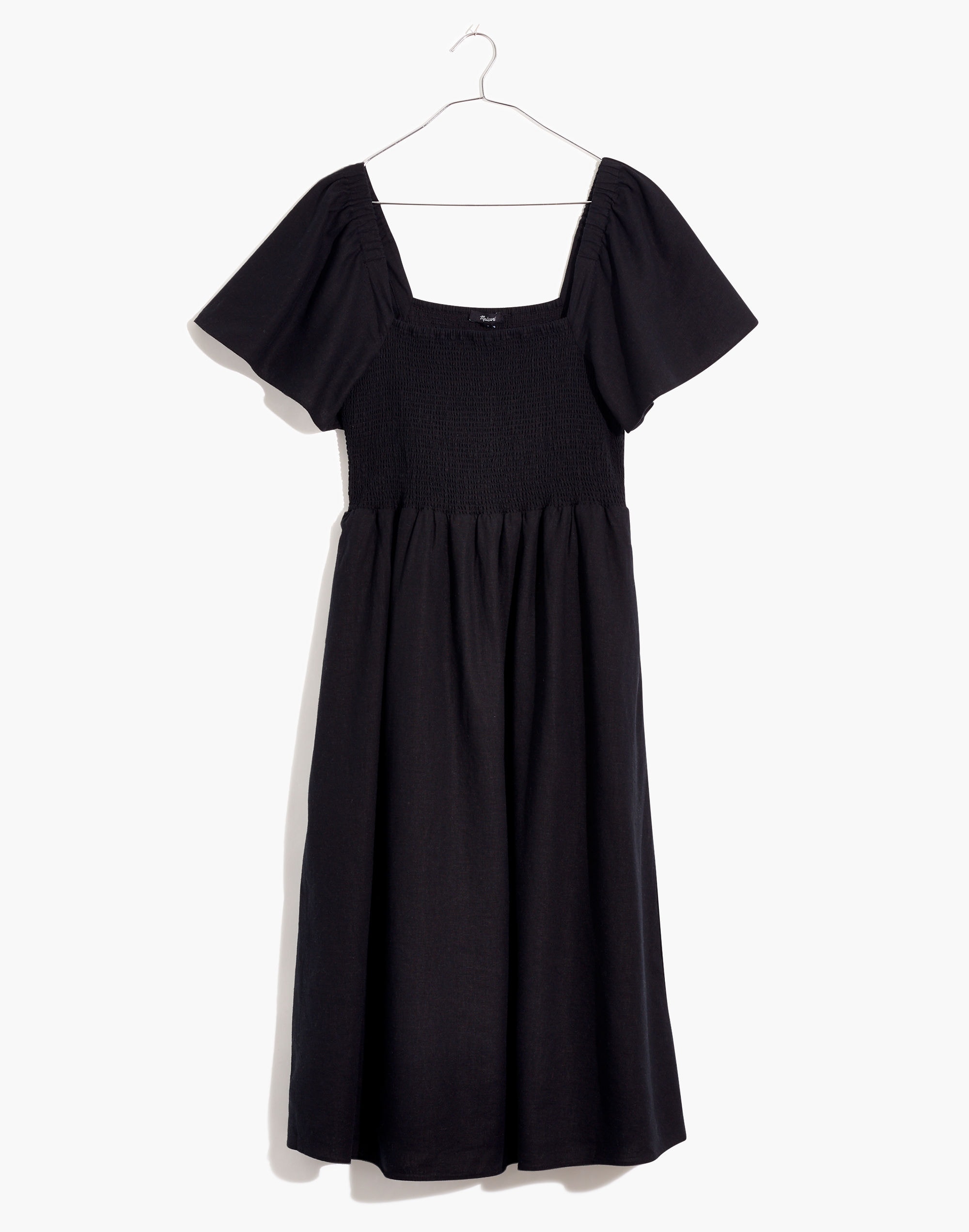 Linen-Blend Lucie Smocked Midi Dress