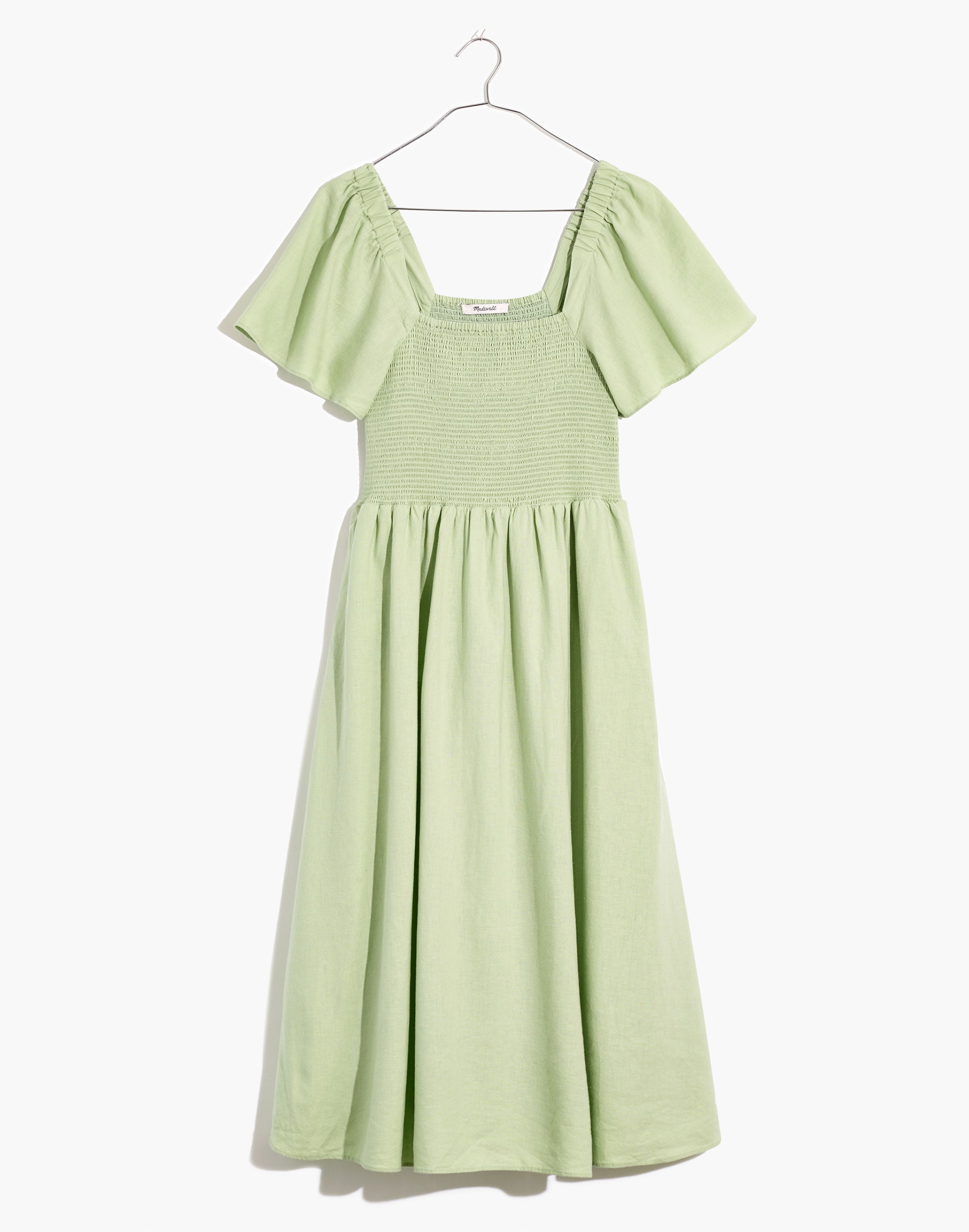 Linen-Blend Lucie Smocked Midi Dress