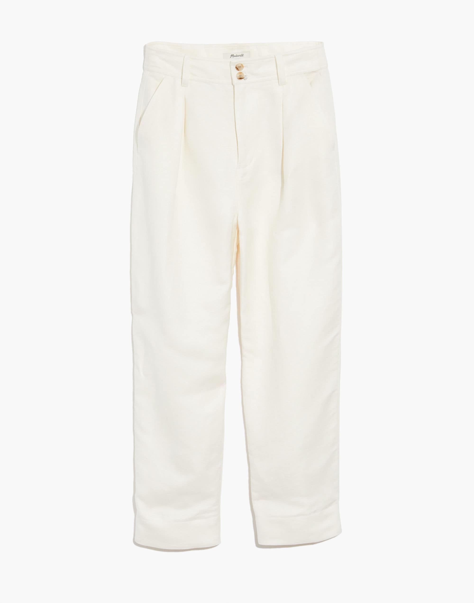 Linen-Blend Pleated Taper Wide-Leg Pants
