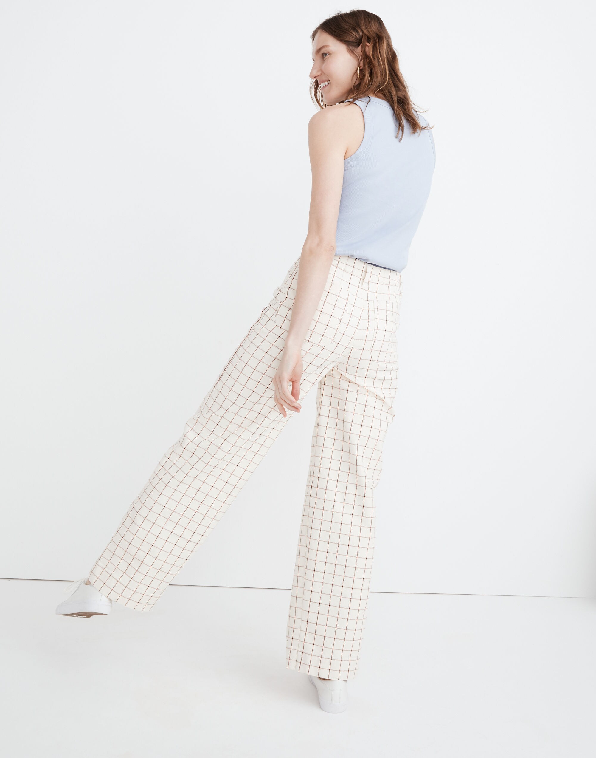 Slim Emmett Wide-Leg Full-Length Pants in Windowpane