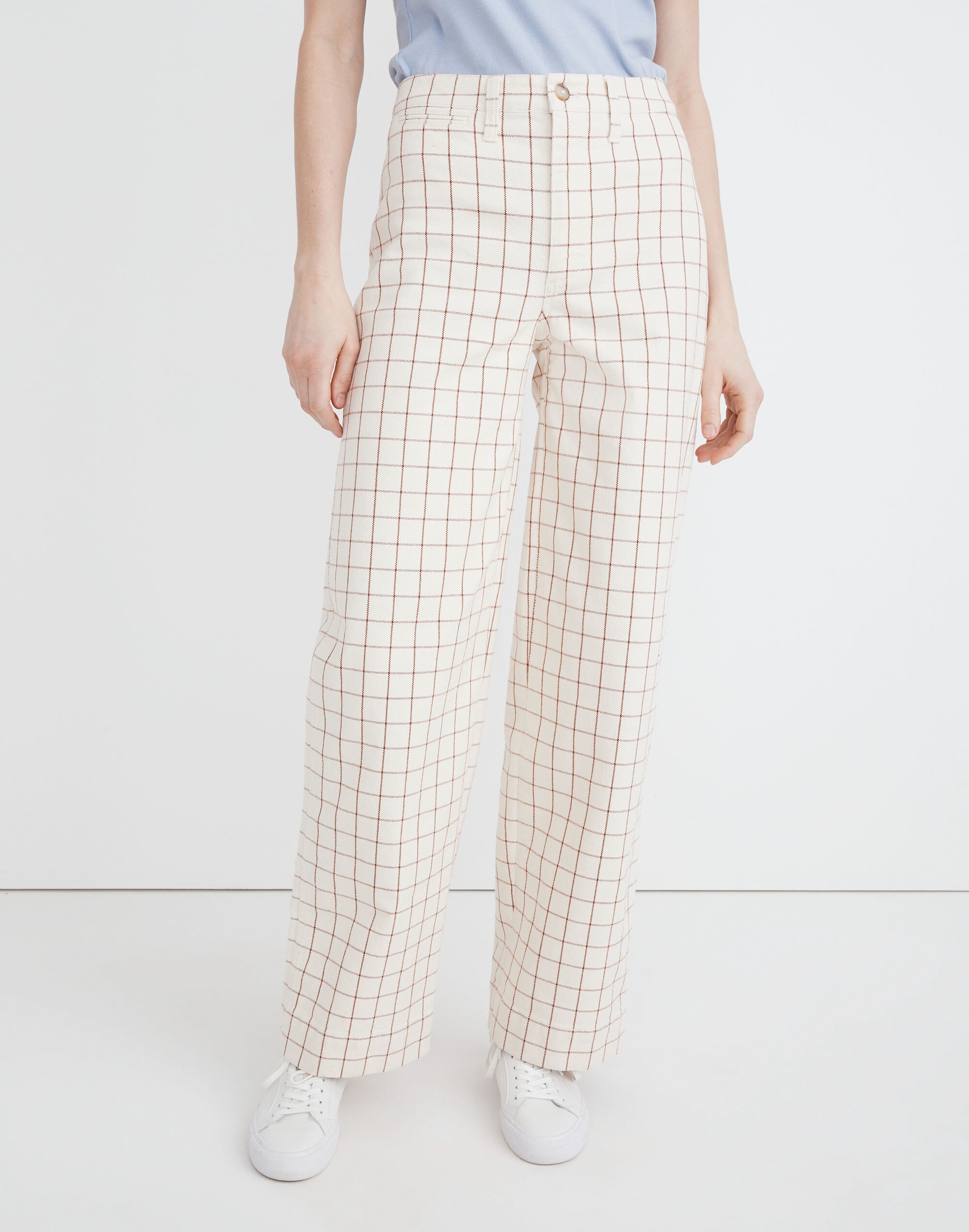 Slim Emmett Wide-Leg Full-Length Pants in Windowpane