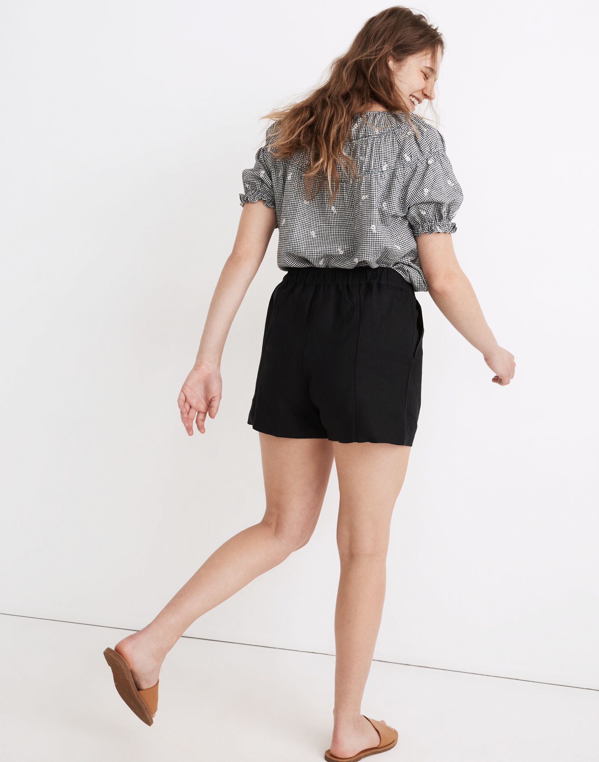 Linen-Blend Easy Pull-On Shorts