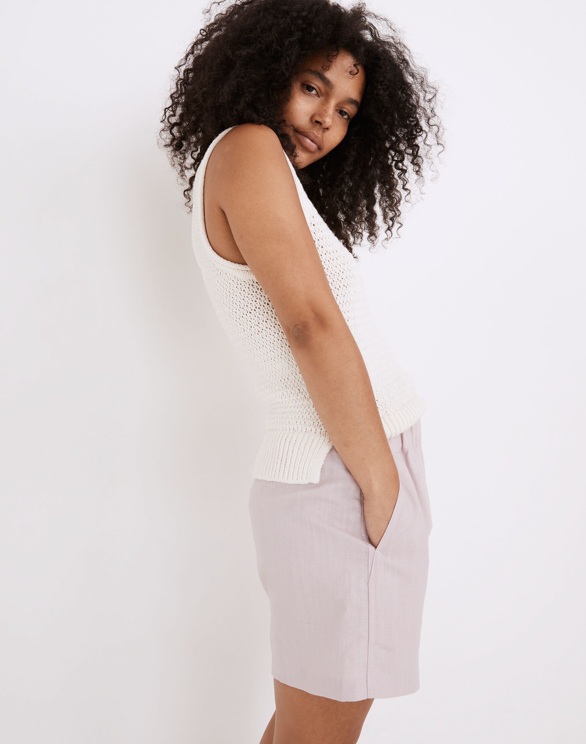 Linen-Blend Easy Pull-On Shorts