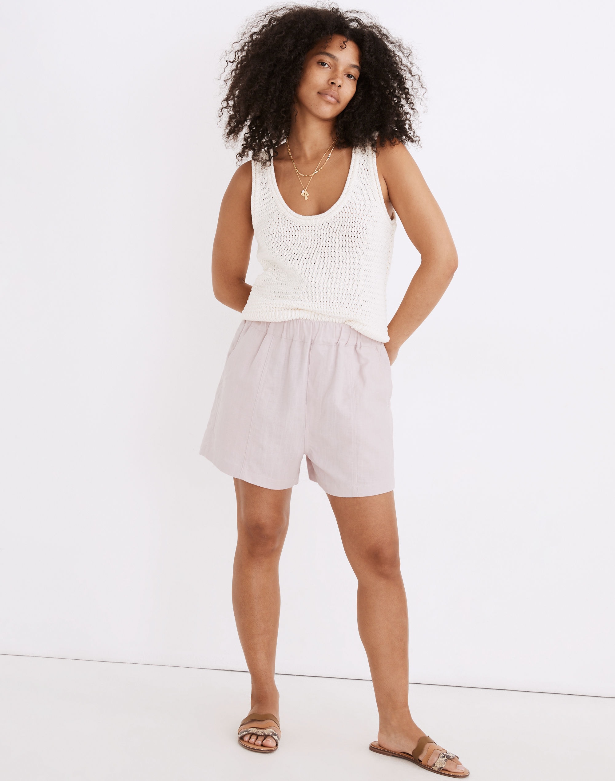 Linen-Blend Easy Pull-On Shorts