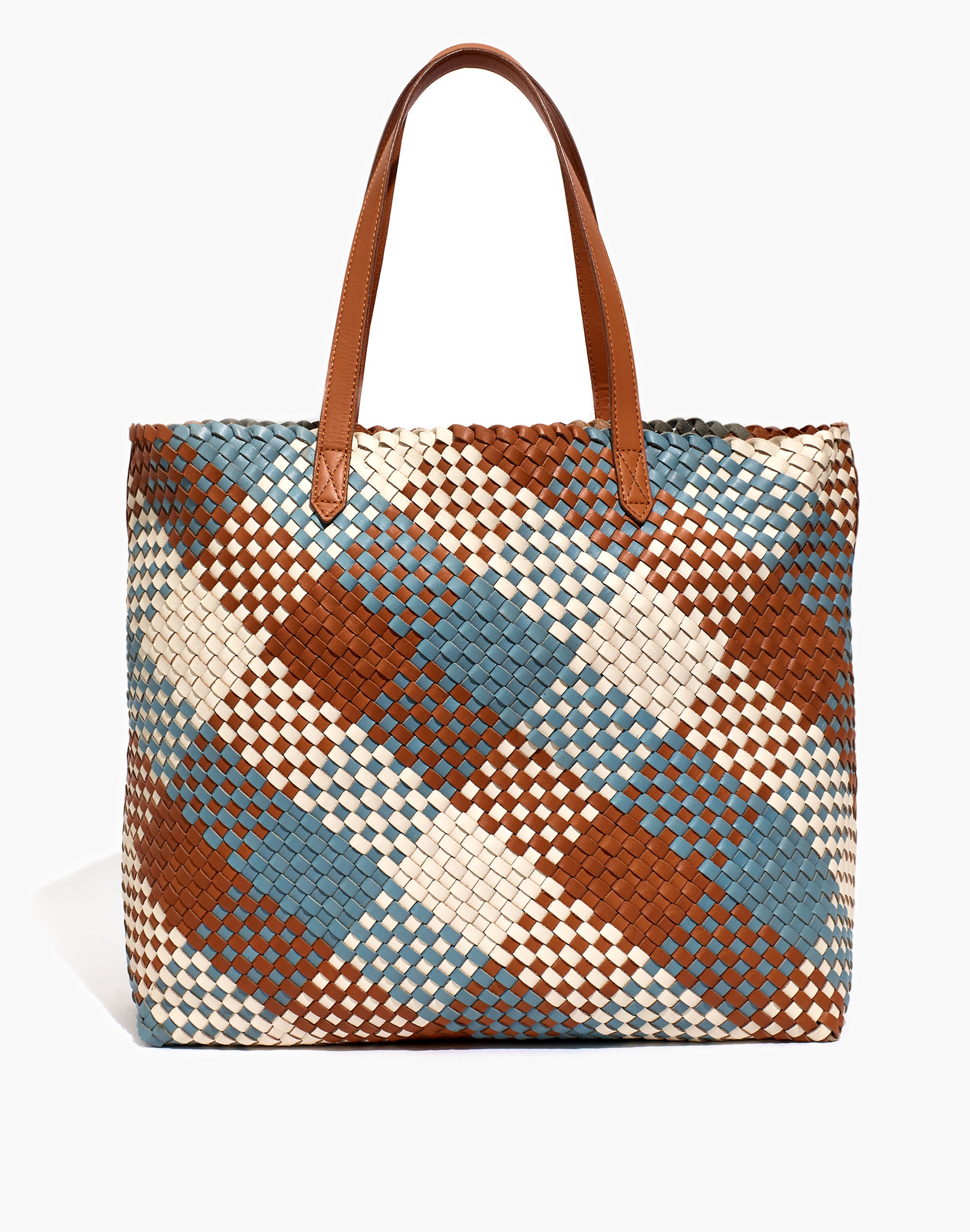 the transport tote: multicolored woven leather edition