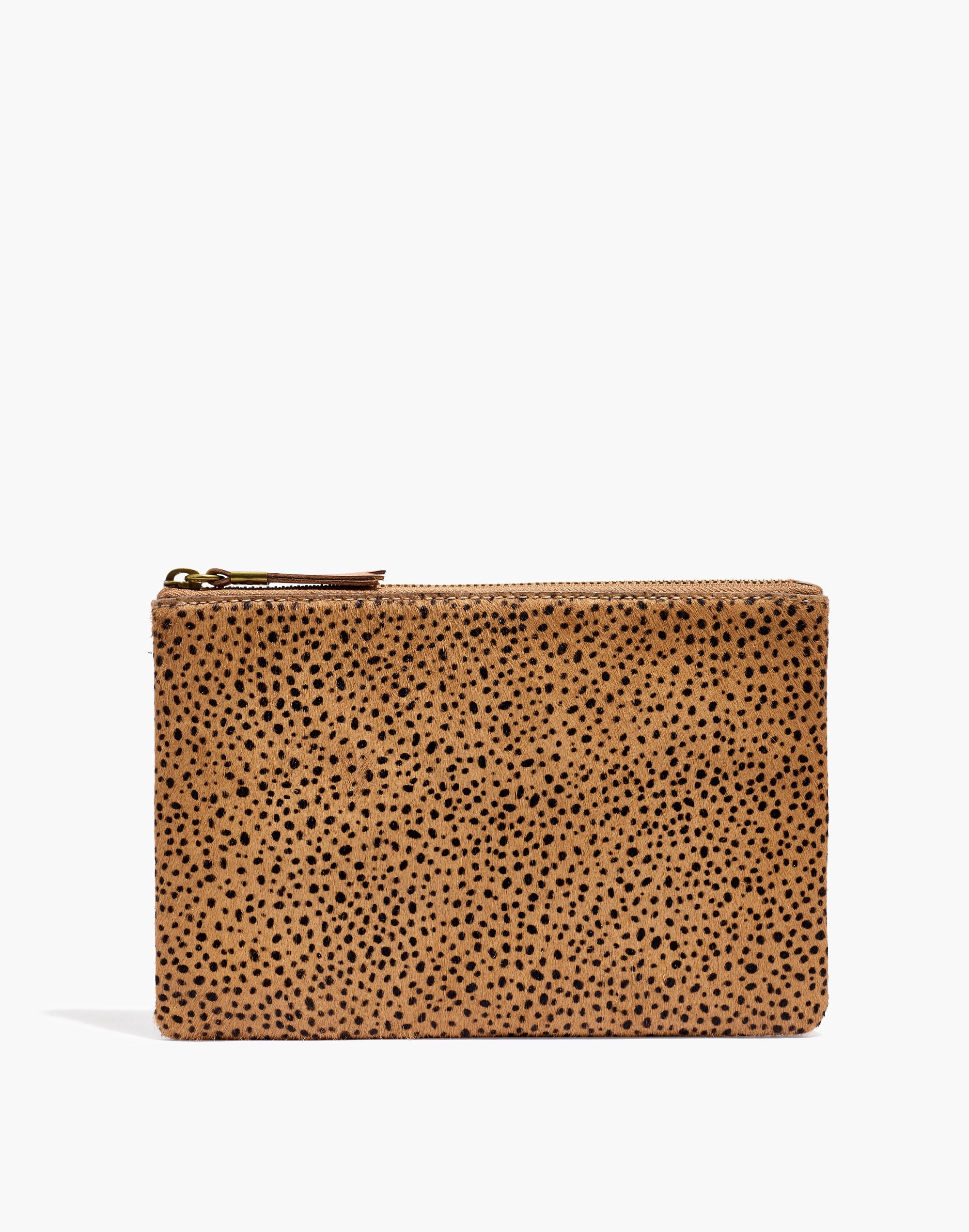 the leather pouch clutch: dotted calf hair edition
