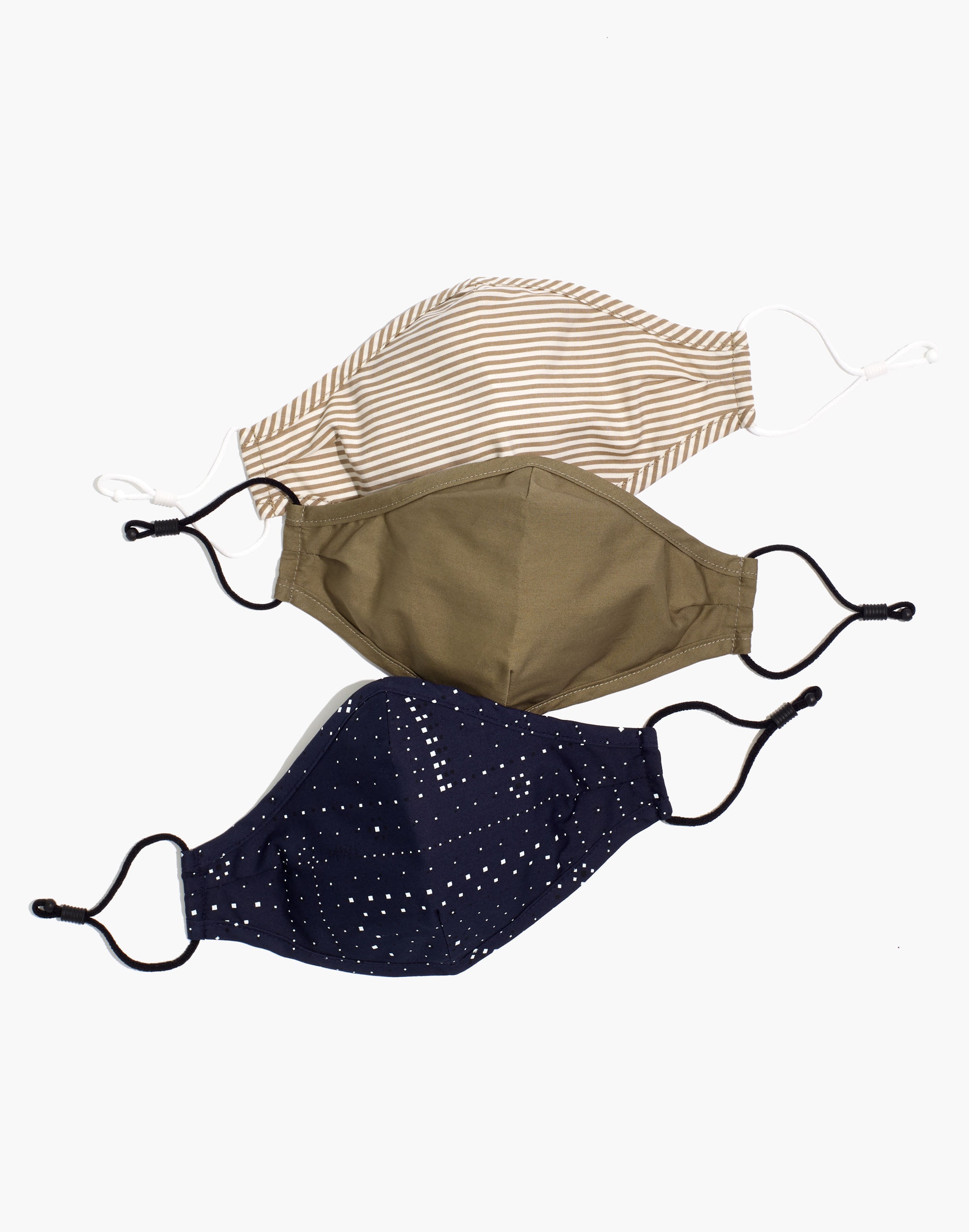 Three-Pack Assorted Adjustable Face Masks