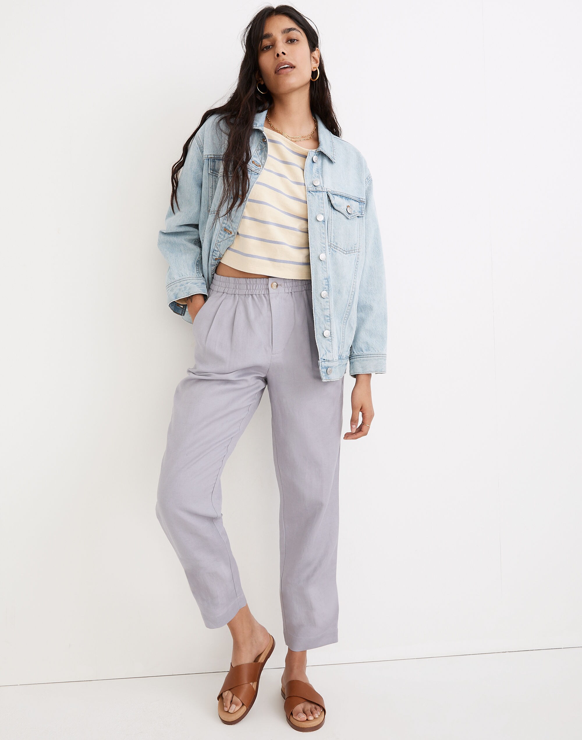 Linen-Blend Track Trousers