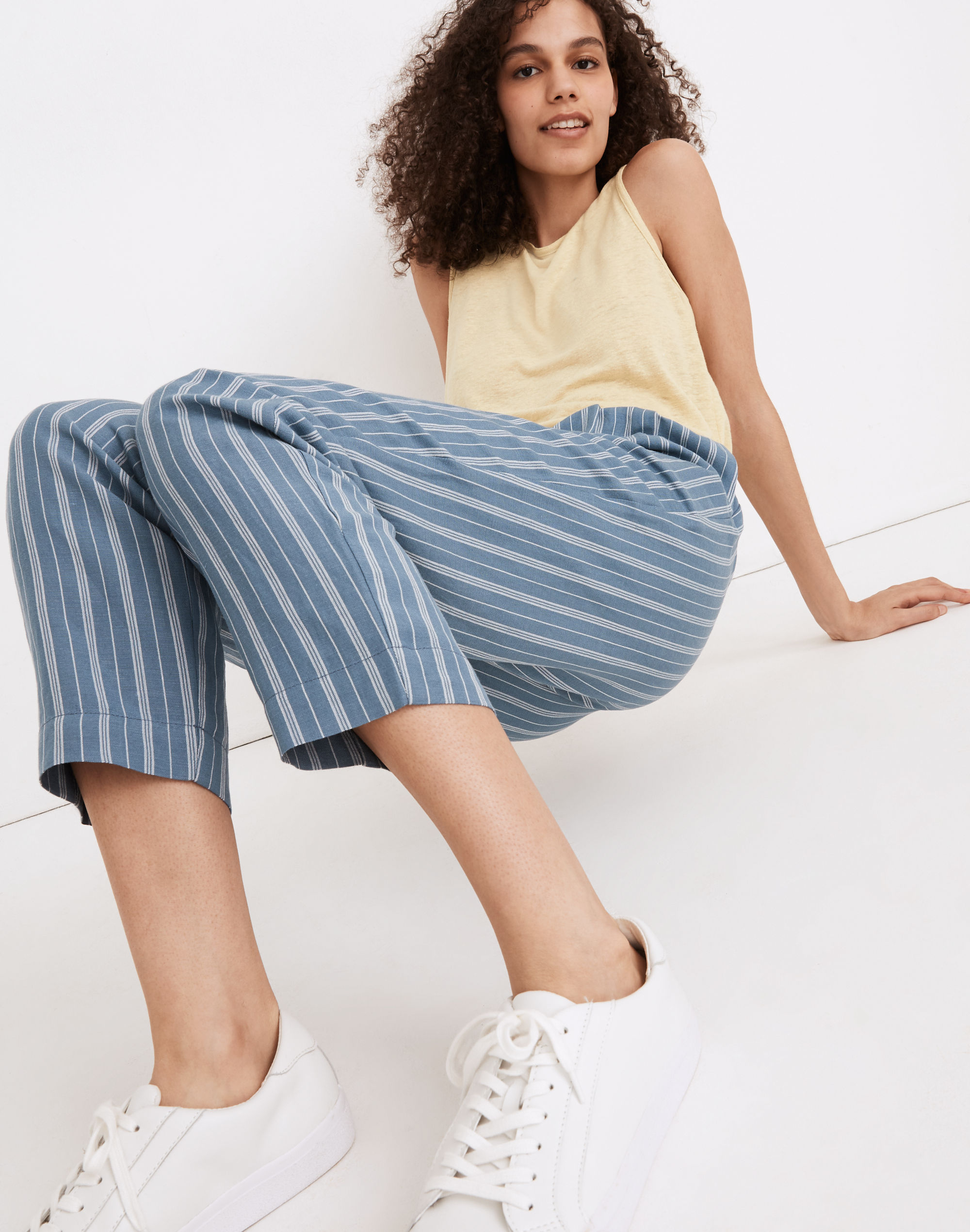 Linen-Blend Track Trousers in Stripe