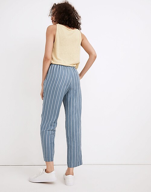 Linen-Blend Track Trousers in Stripe