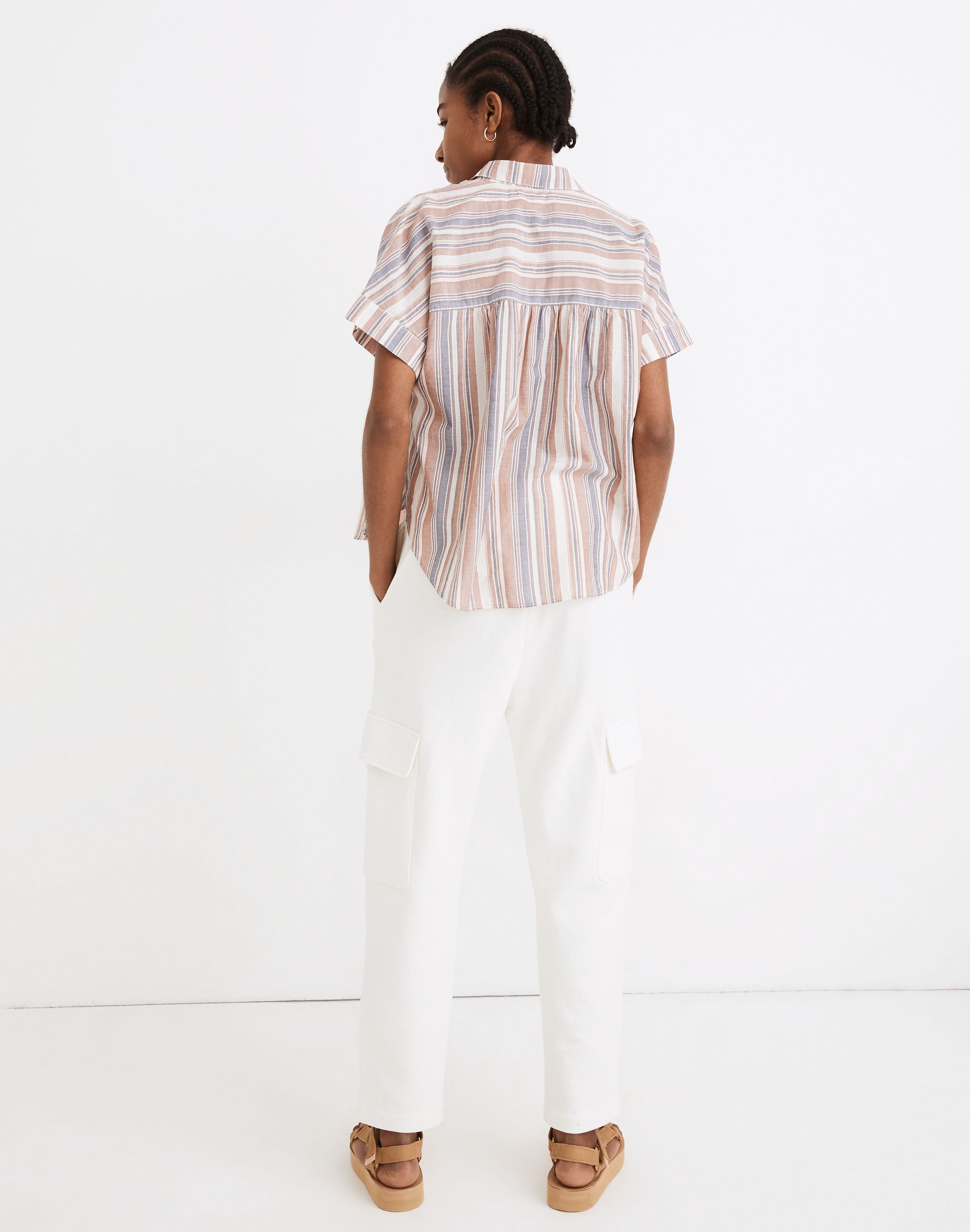 Linen-Blend Hilltop Shirt in Rainbow Stripe