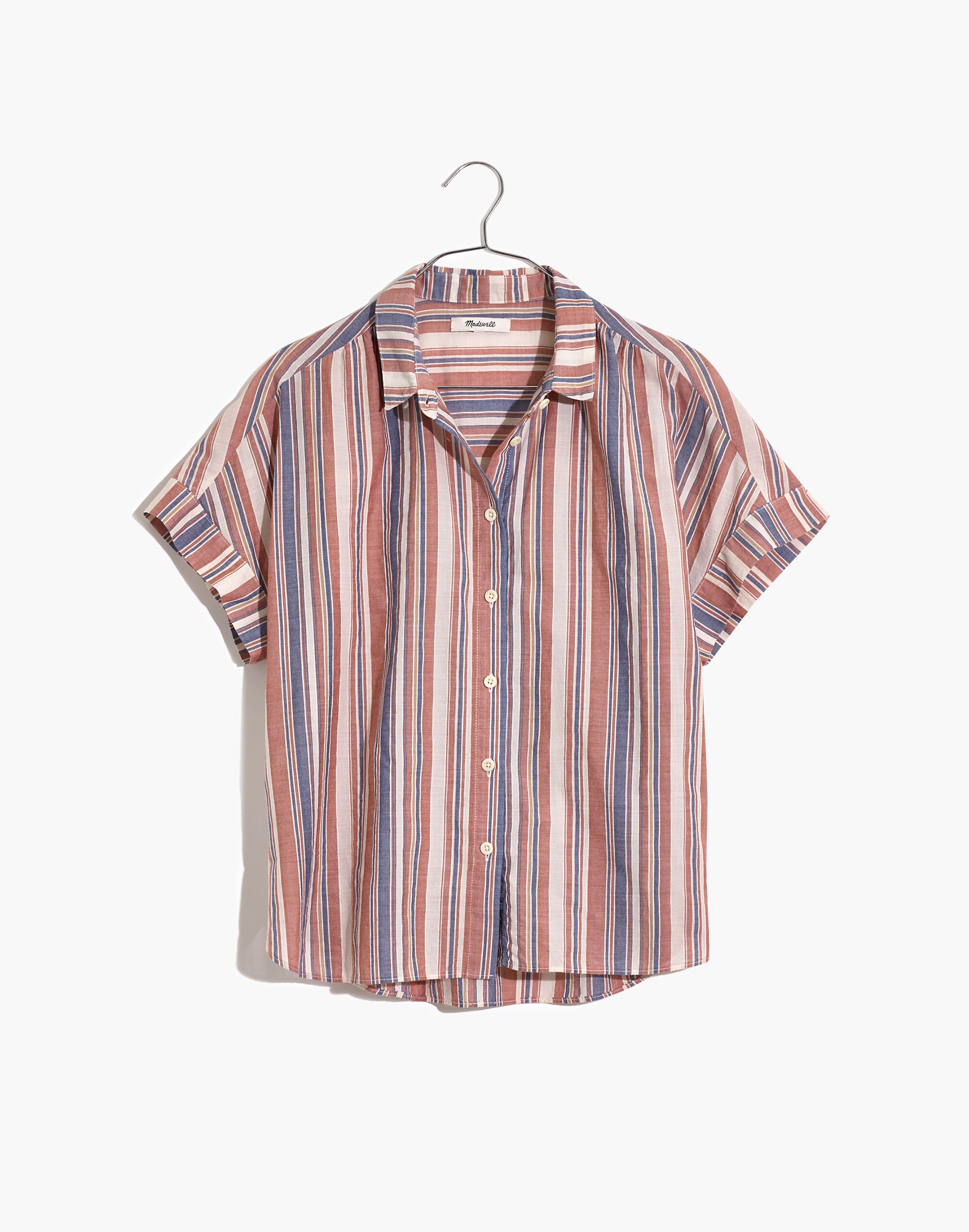 Linen-Blend Hilltop Shirt in Rainbow Stripe