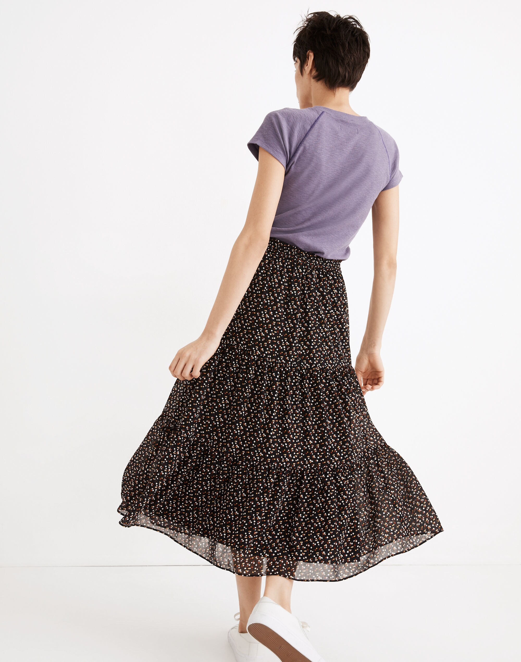 Georgette Tiered Maxi Skirt in Adorable Ditsy