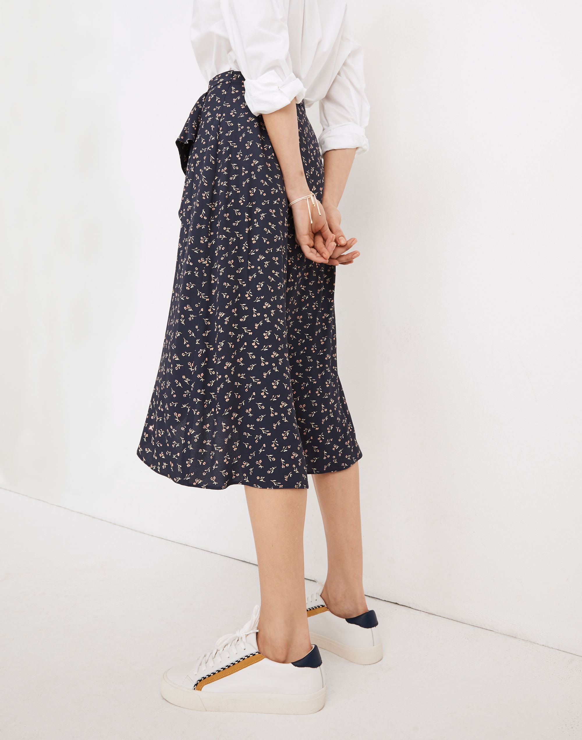 Ruffle-Wrap Midi Skirt in Spring Fling