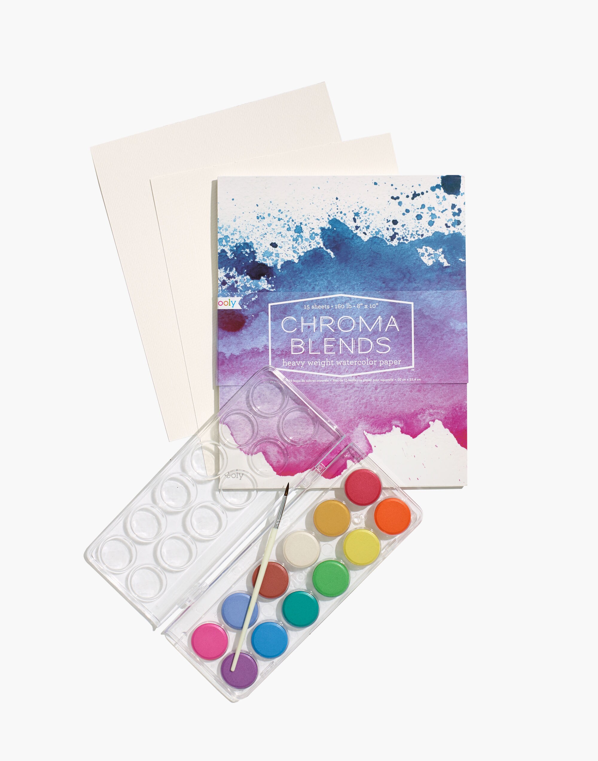 Ooly Watercolor Paper Pad and Pearlescent Watercolor Paint Set