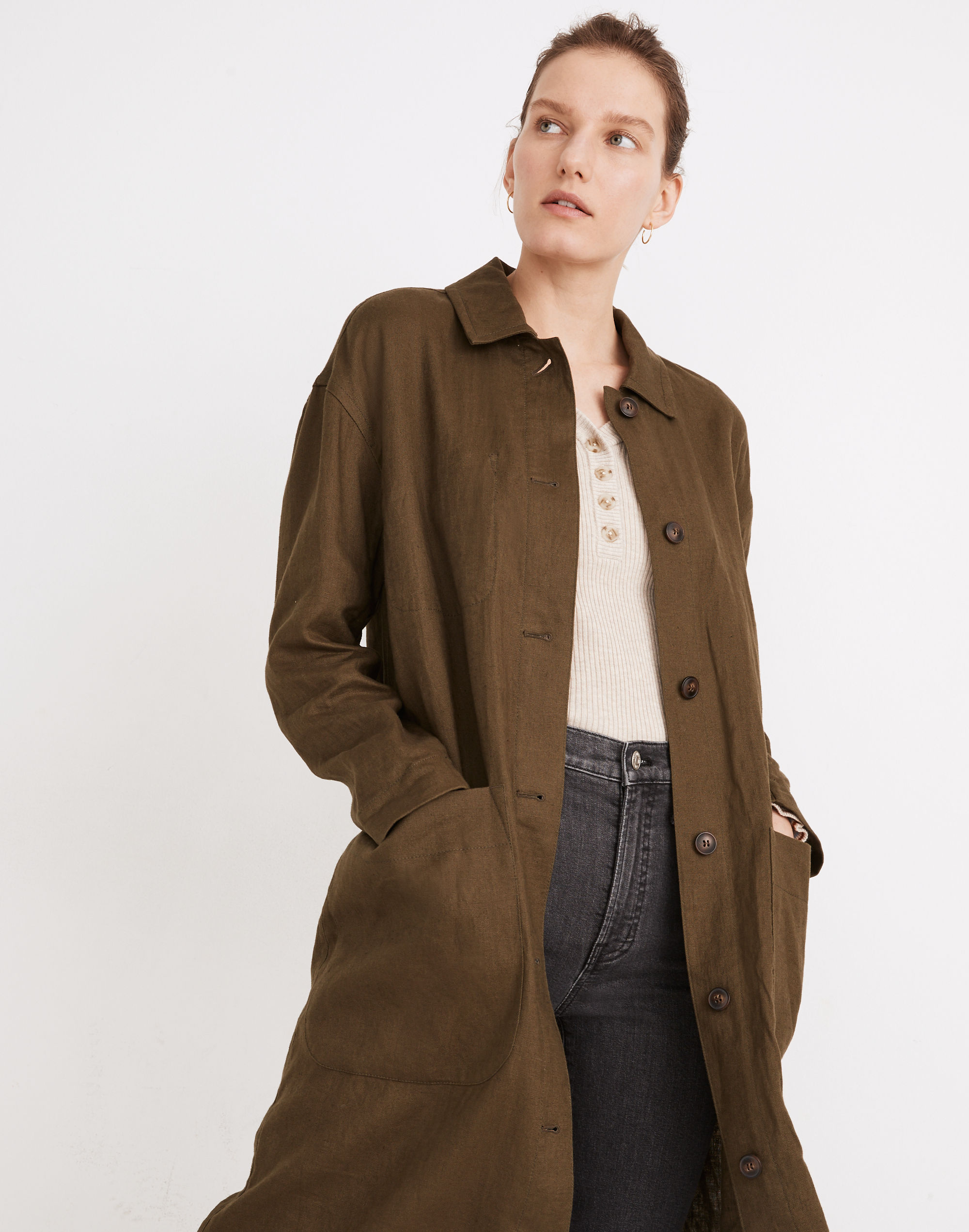 Linen Oversized Duster Coat