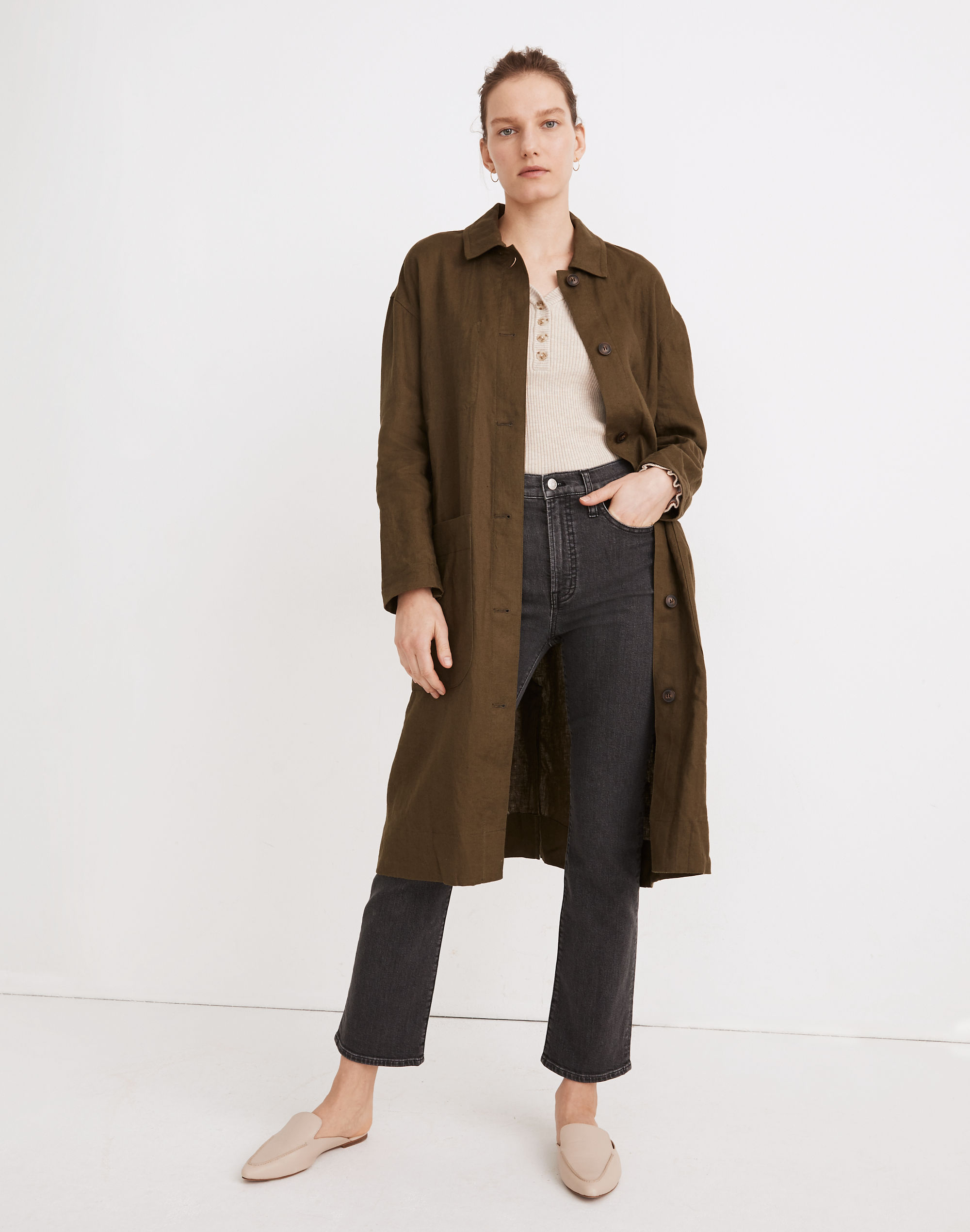 linen oversized duster coat