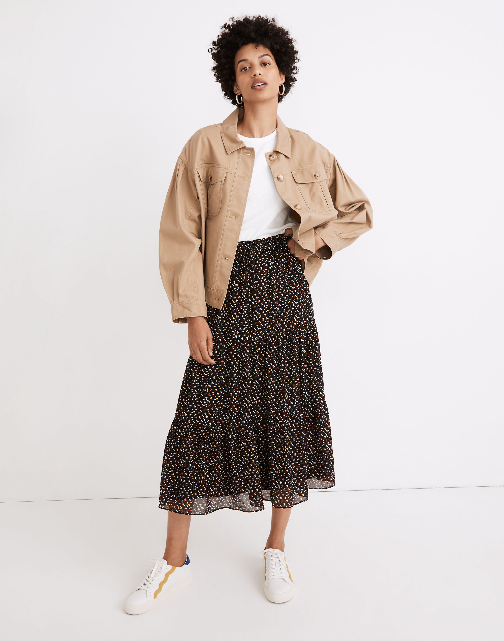 pleat-sleeve military jacket