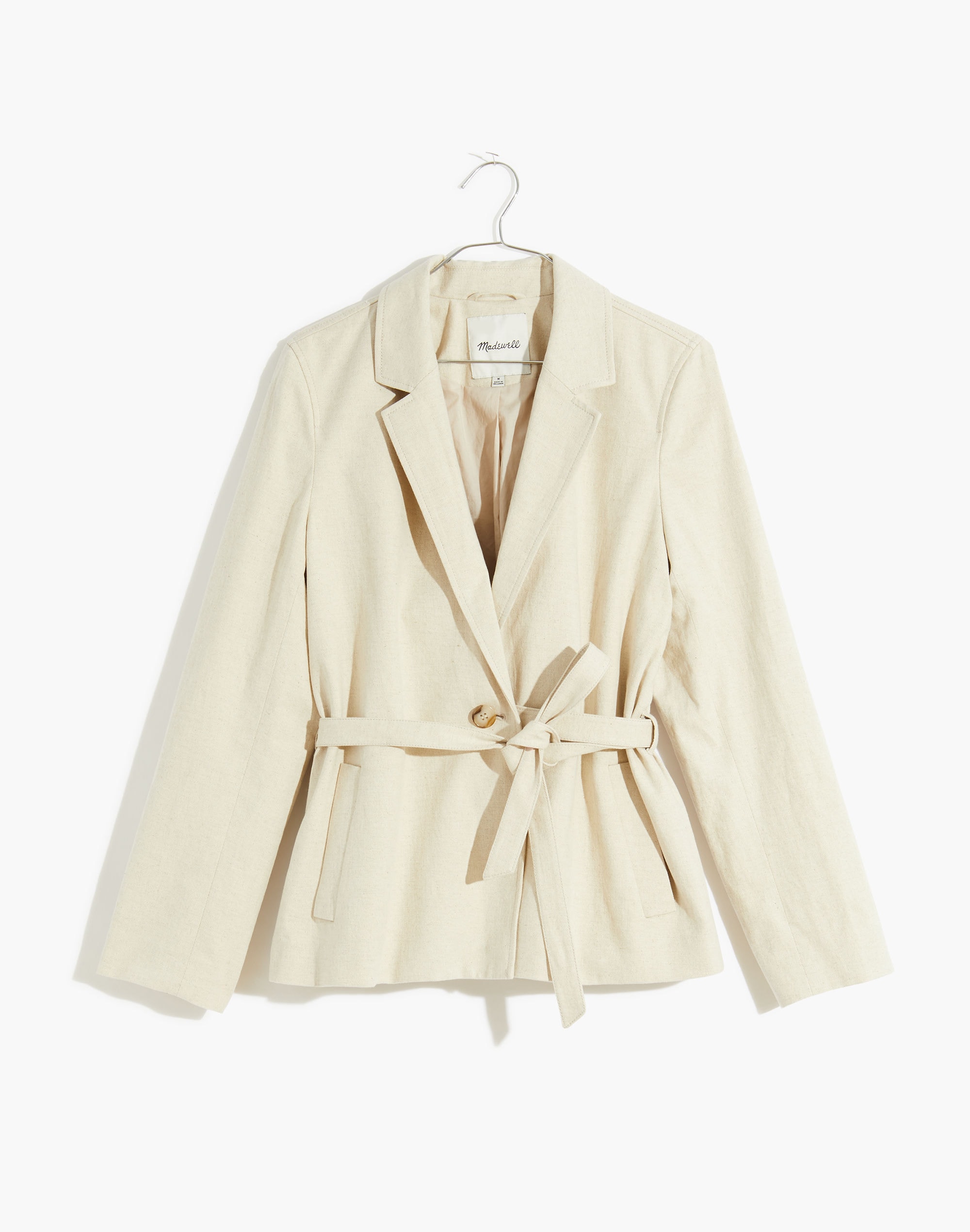 Cotton-Linen Belted Blazer