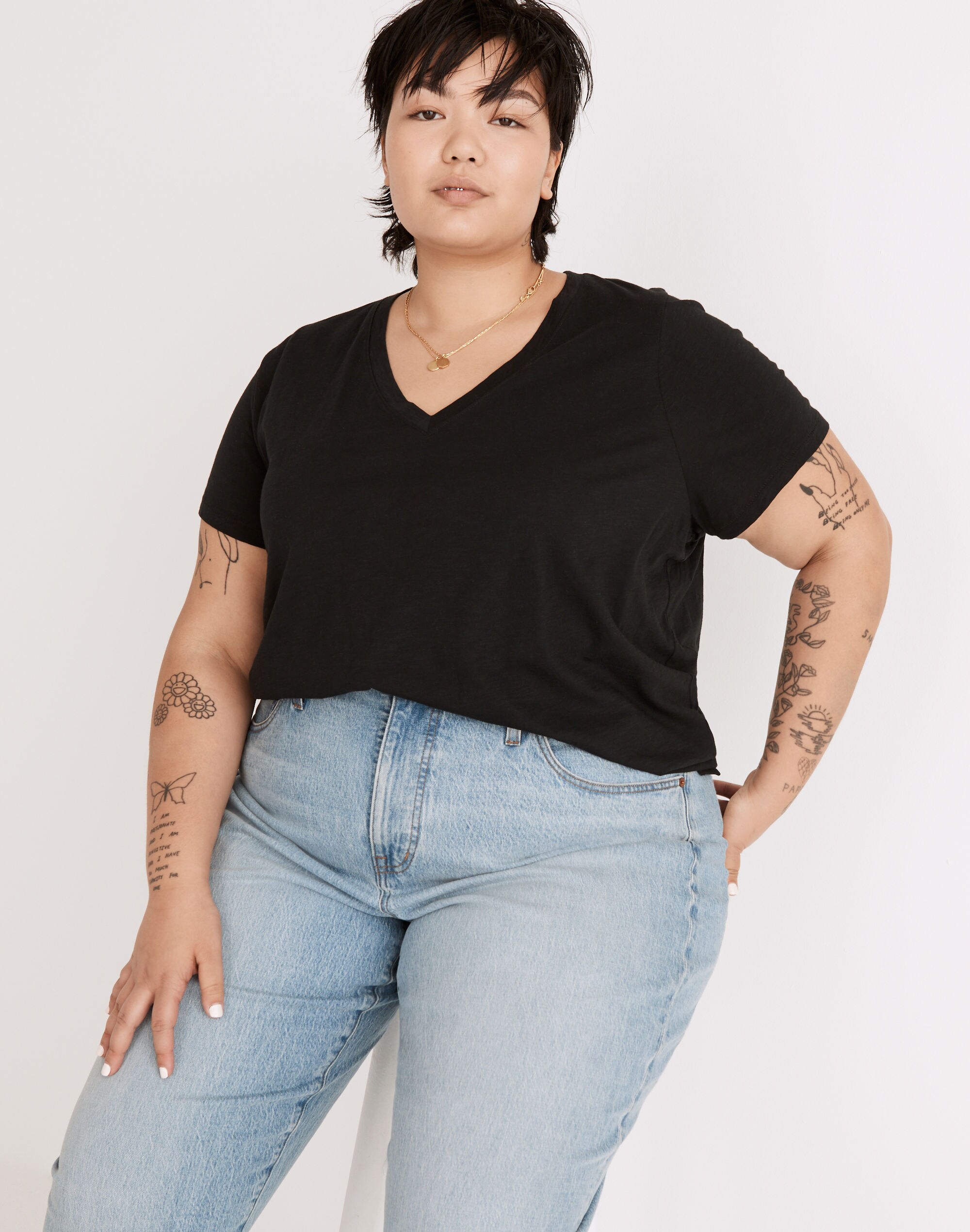 Plus Whisper Cotton V-Neck Tee