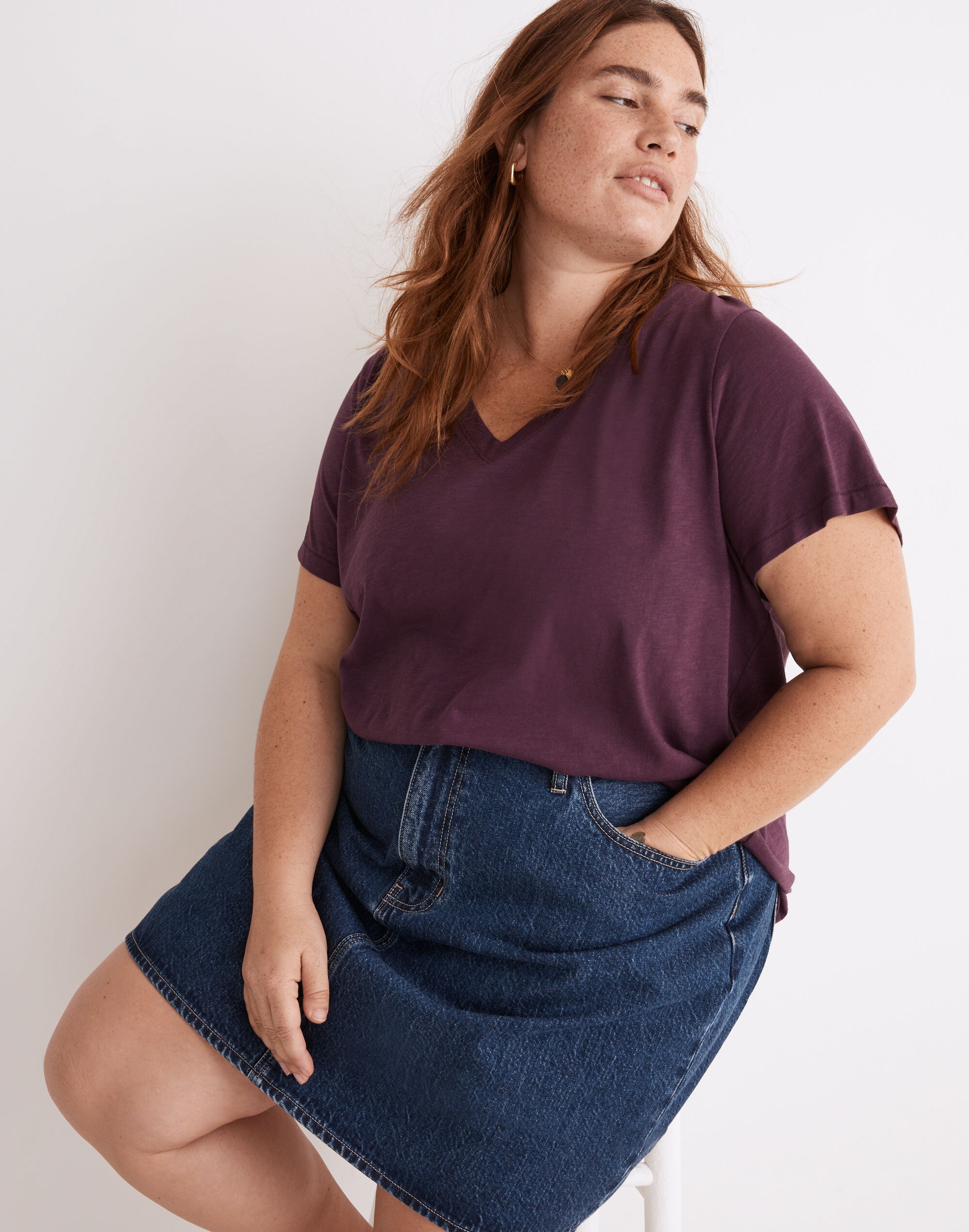 Plus Whisper Cotton V-Neck Tee