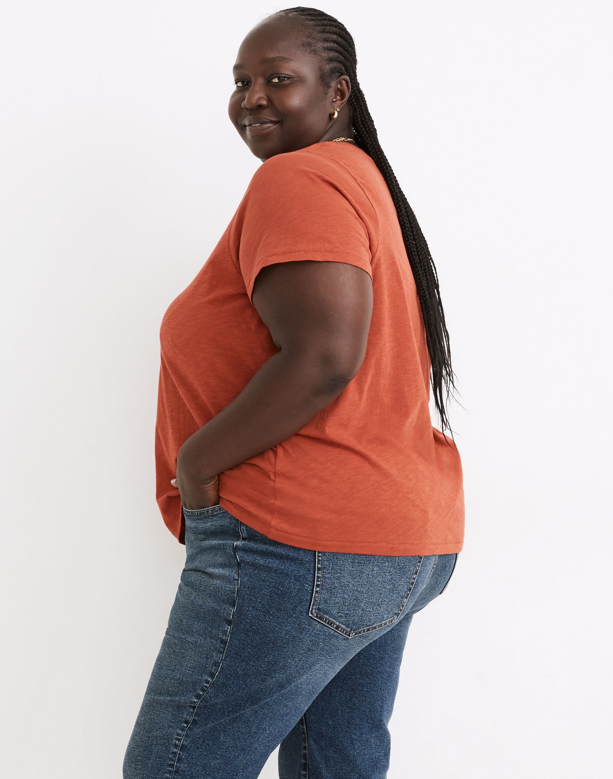 Plus Whisper Cotton V-Neck Tee