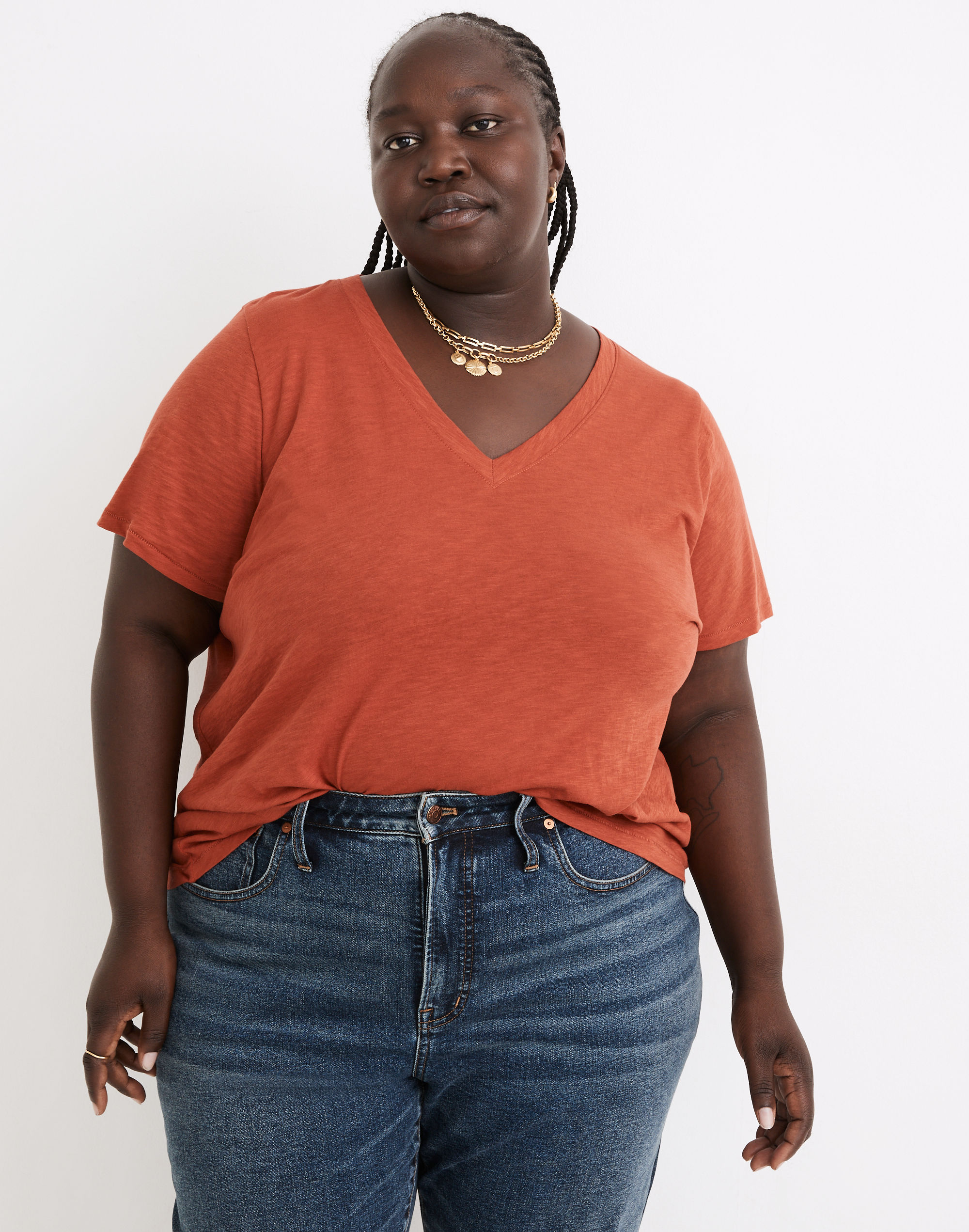 Plus Whisper Cotton V-Neck Tee