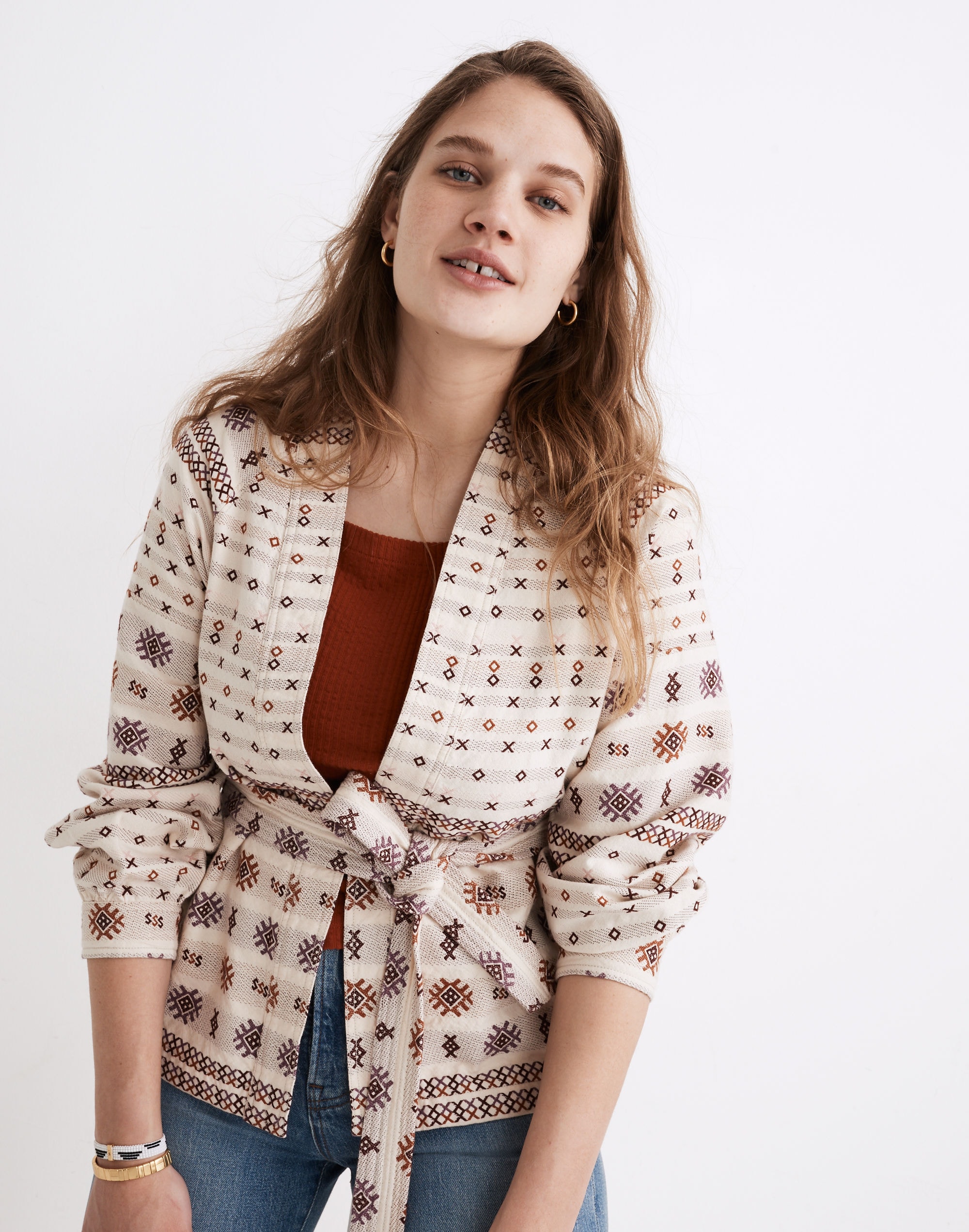 jacquard wrap jacket