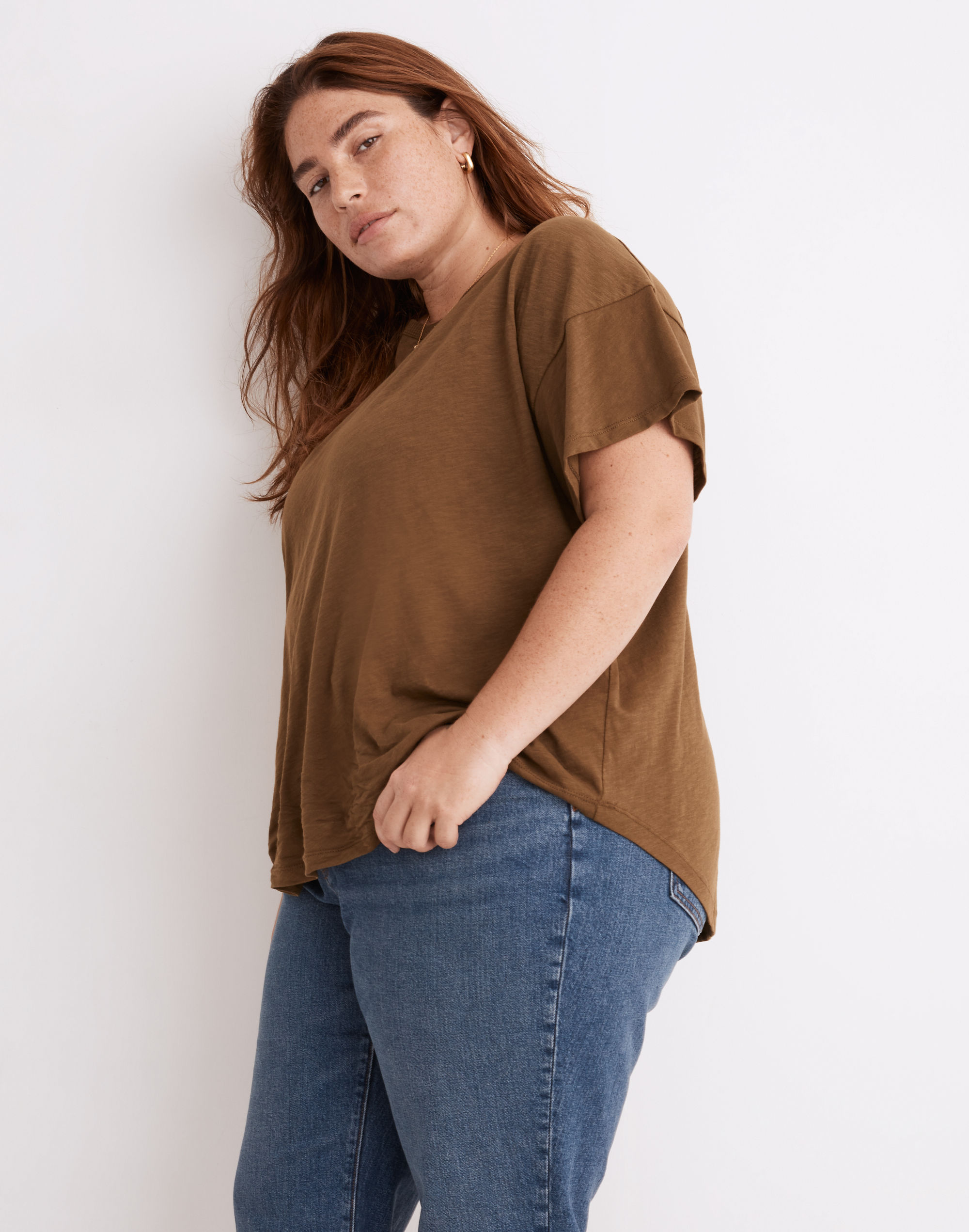 Plus Whisper Cotton Crew Neck Tee