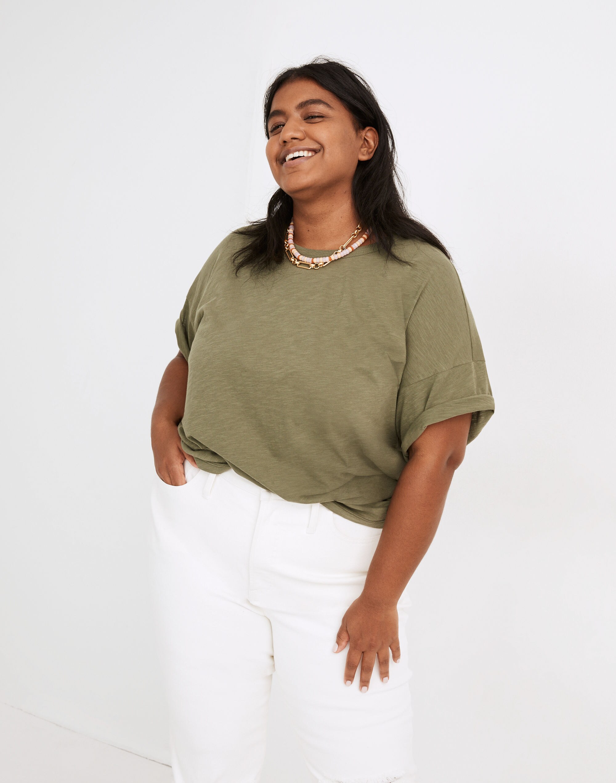 Plus Whisper Cotton Crew Neck Tee