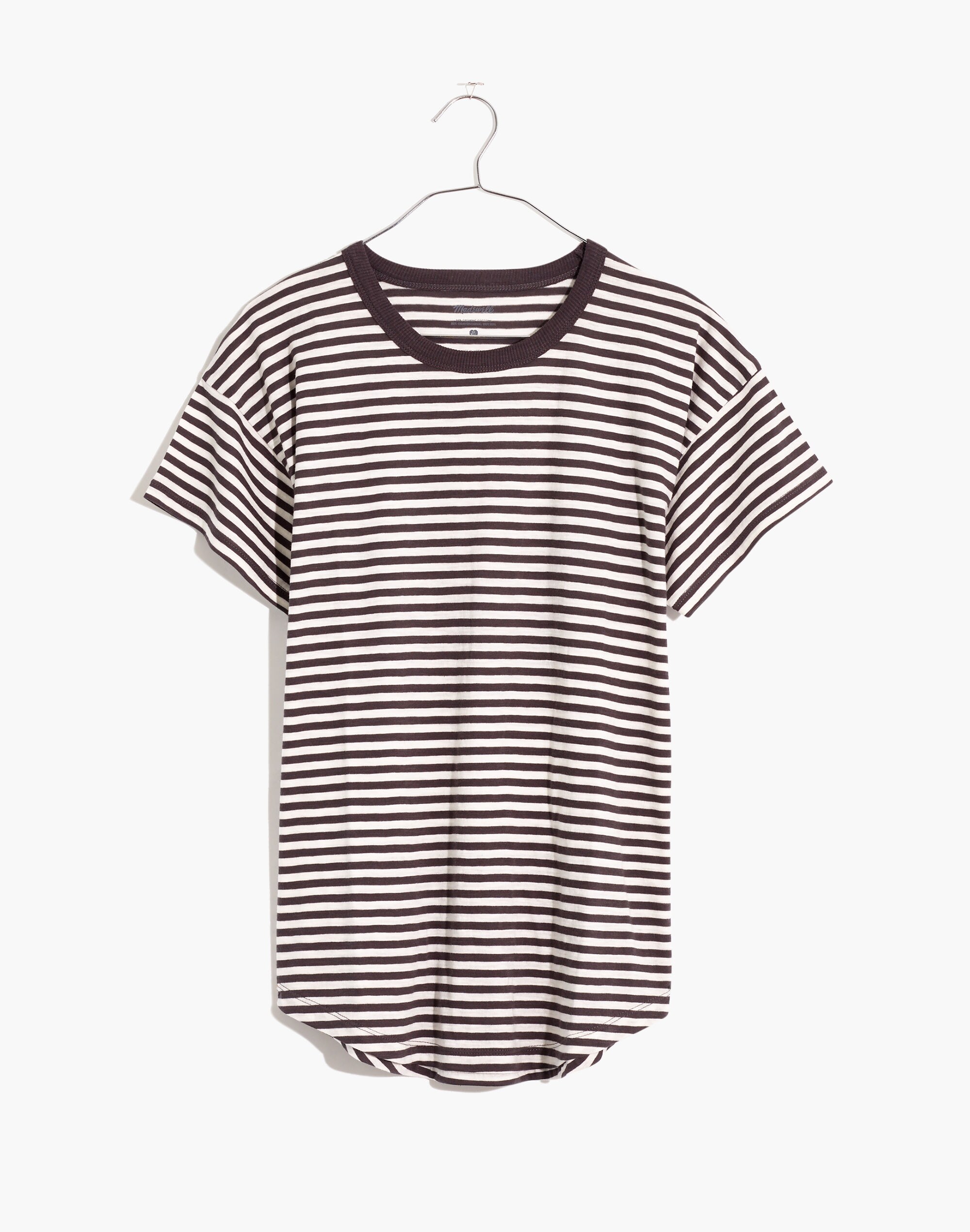 Plus Whisper Cotton Rib-Crewneck Tee in Damien Stripe