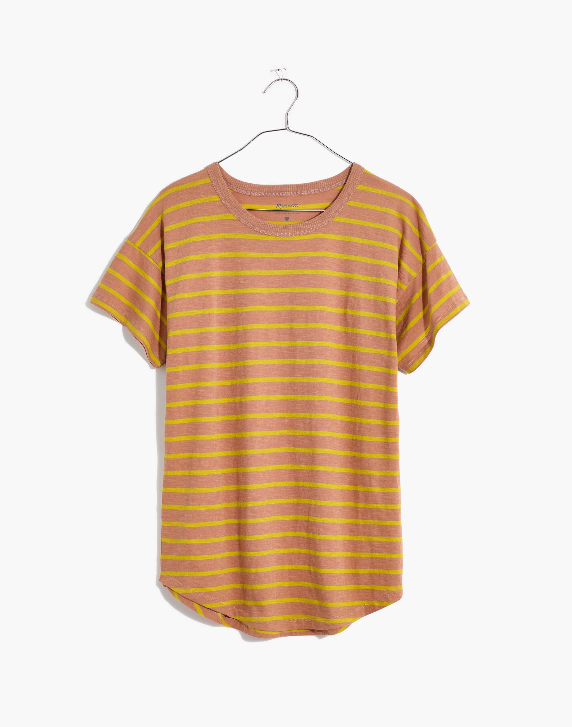 Plus Whisper Cotton Rib-Crewneck Tee in Beacham Stripe