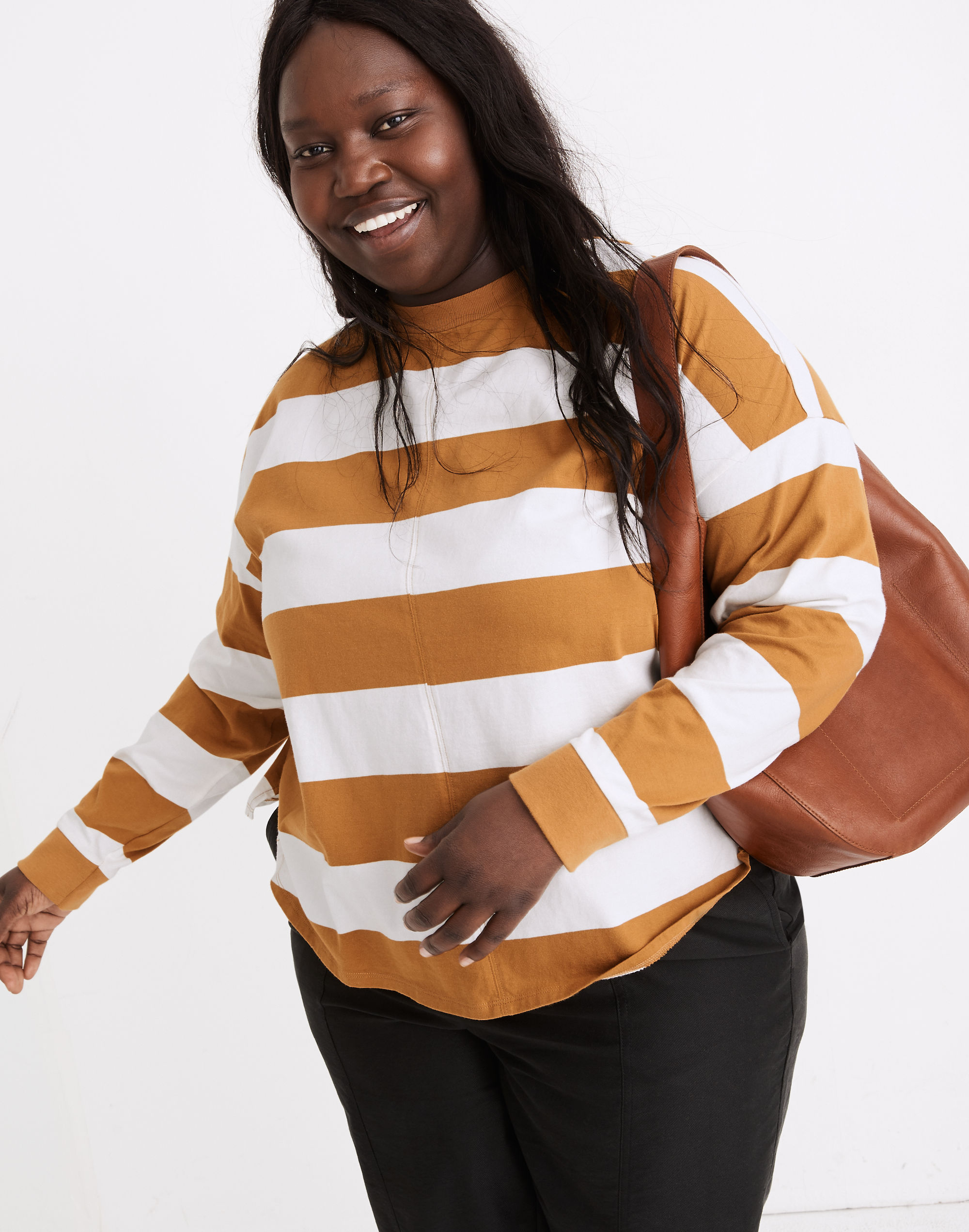 Plus (Re)sourced Cotton Newville Tee in Lindell Stripe