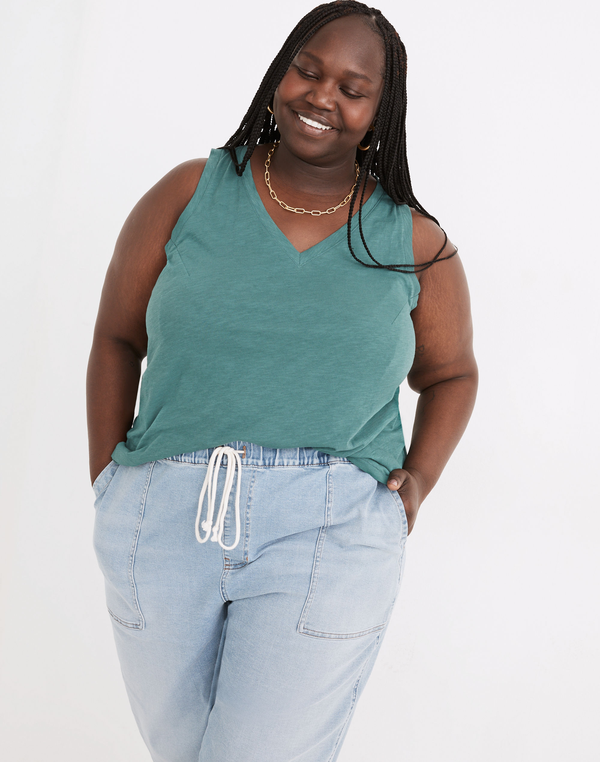 Plus Whisper Cotton V-Neck Tank