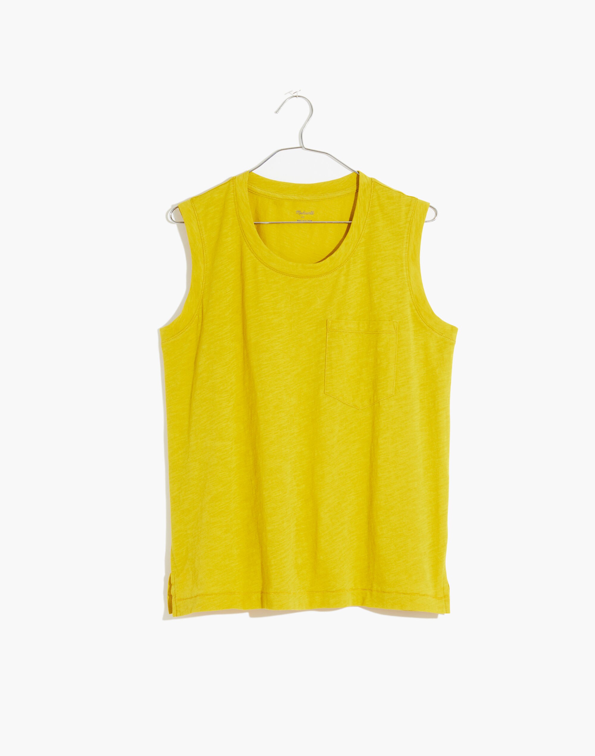 Plus Whisper Cotton Crewneck Pocket Muscle Tank