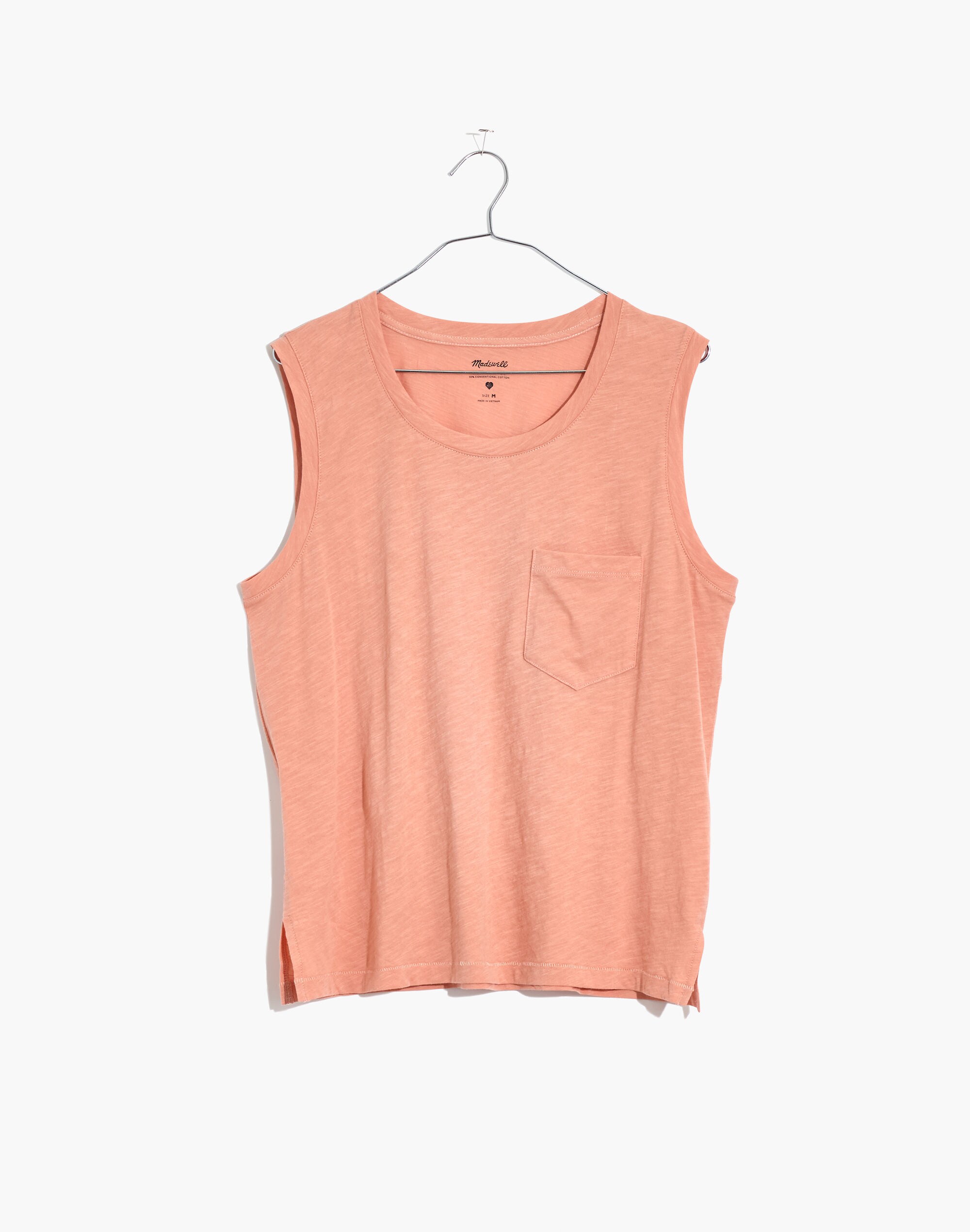 Plus Whisper Cotton Crewneck Pocket Muscle Tank