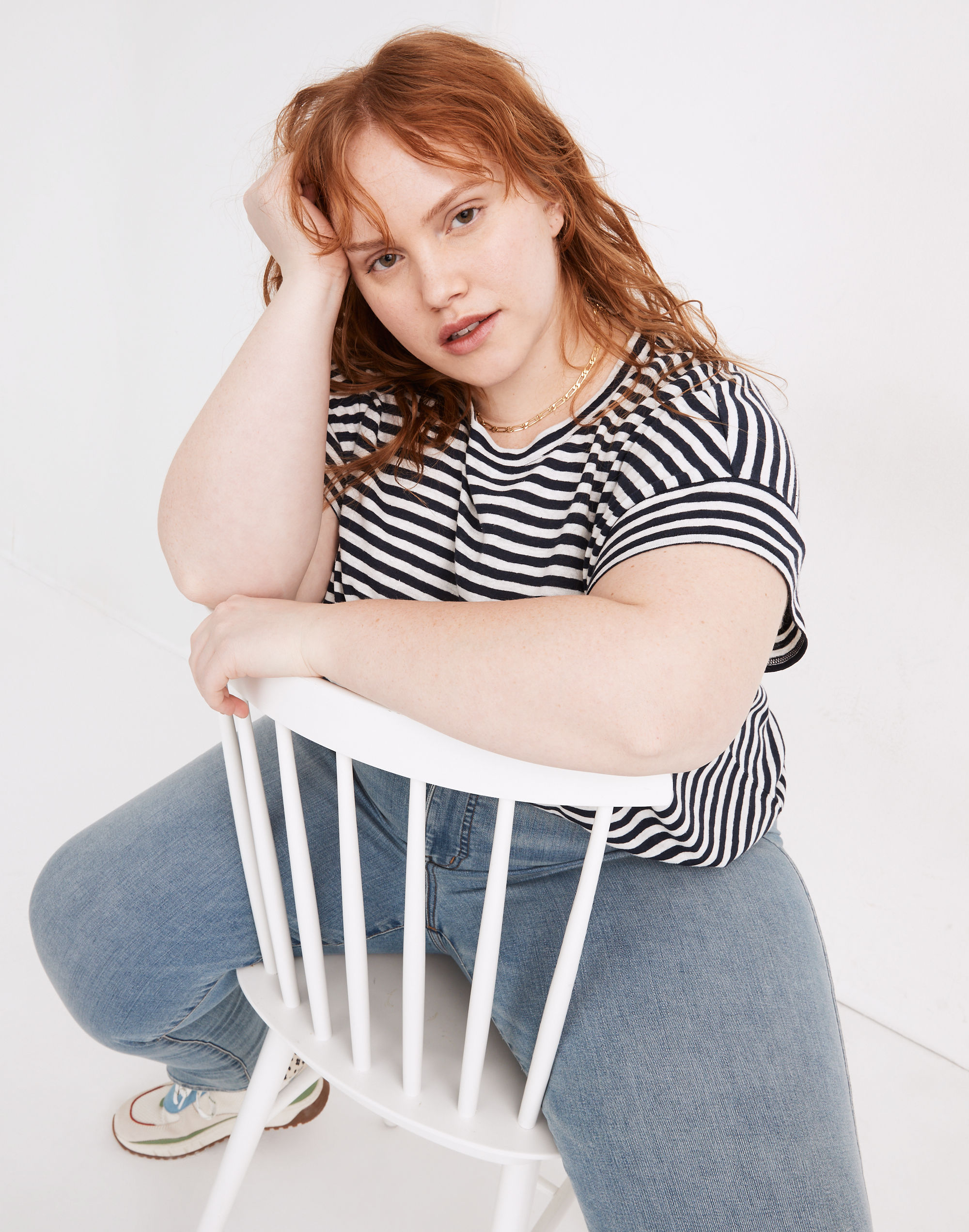 Plus Linen-Blend Asbury Tee in Lorrie Stripe