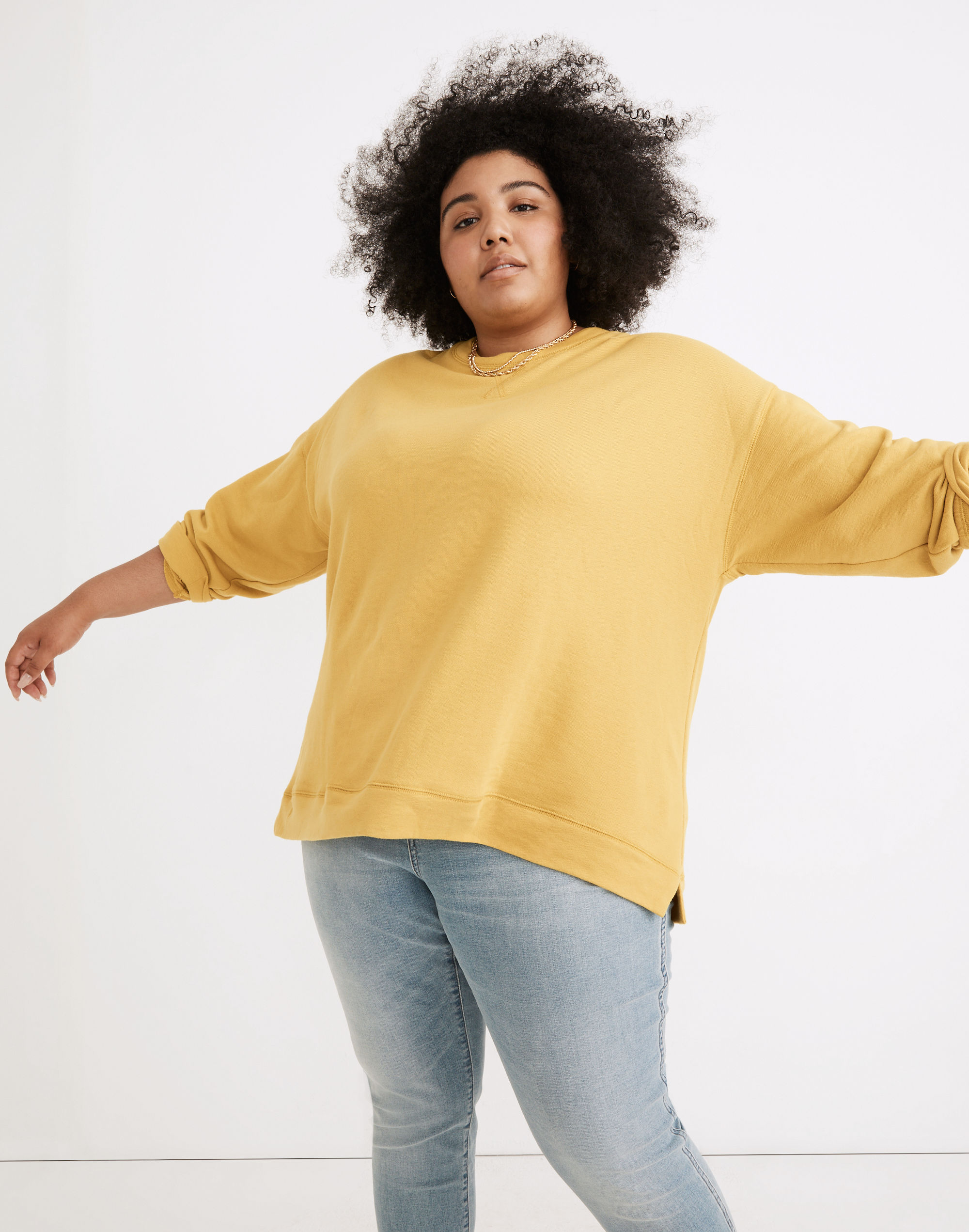 Plus Double-Crewneck Sweatshirt