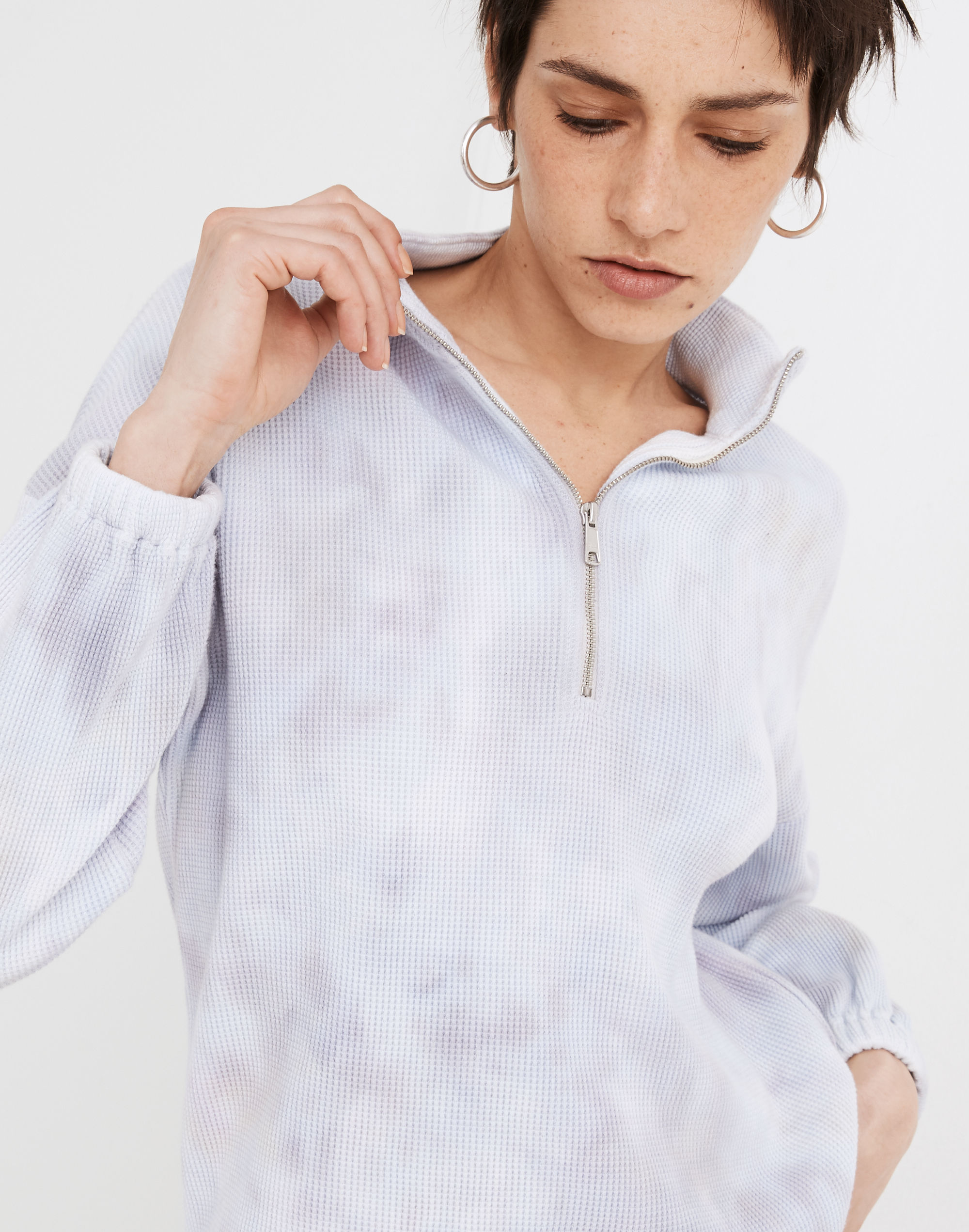 MWL Waffle Half-Zip Shirttail Sweatshirt in Tie-Dye