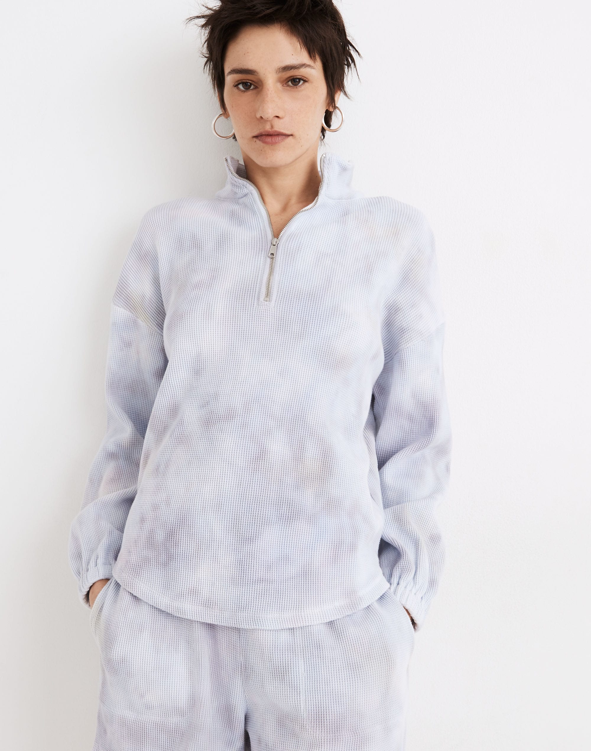 MWL Waffle Half-Zip Shirttail Sweatshirt in Tie-Dye