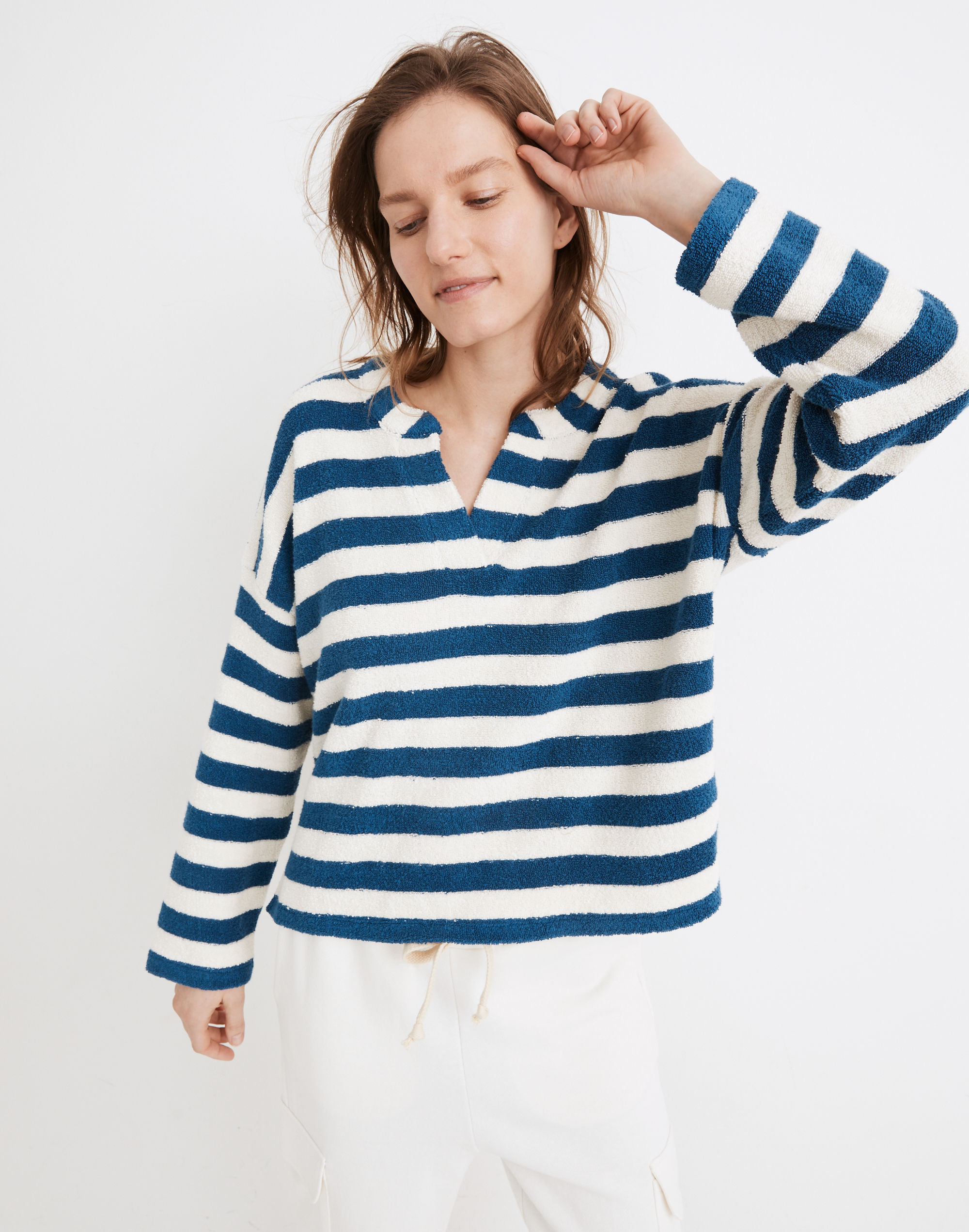 mwl loop terry notched sweatshirt