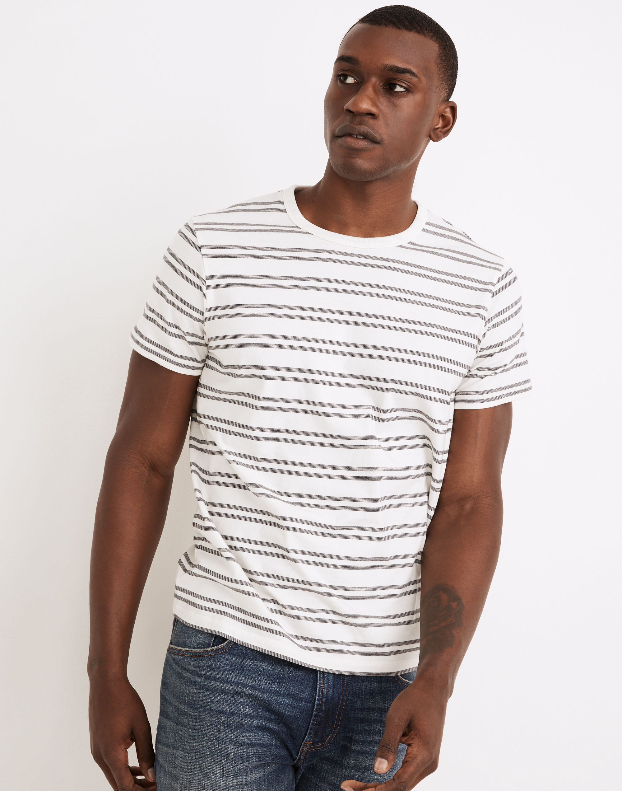 Allday Crewneck Tee in Hornsby Stripe